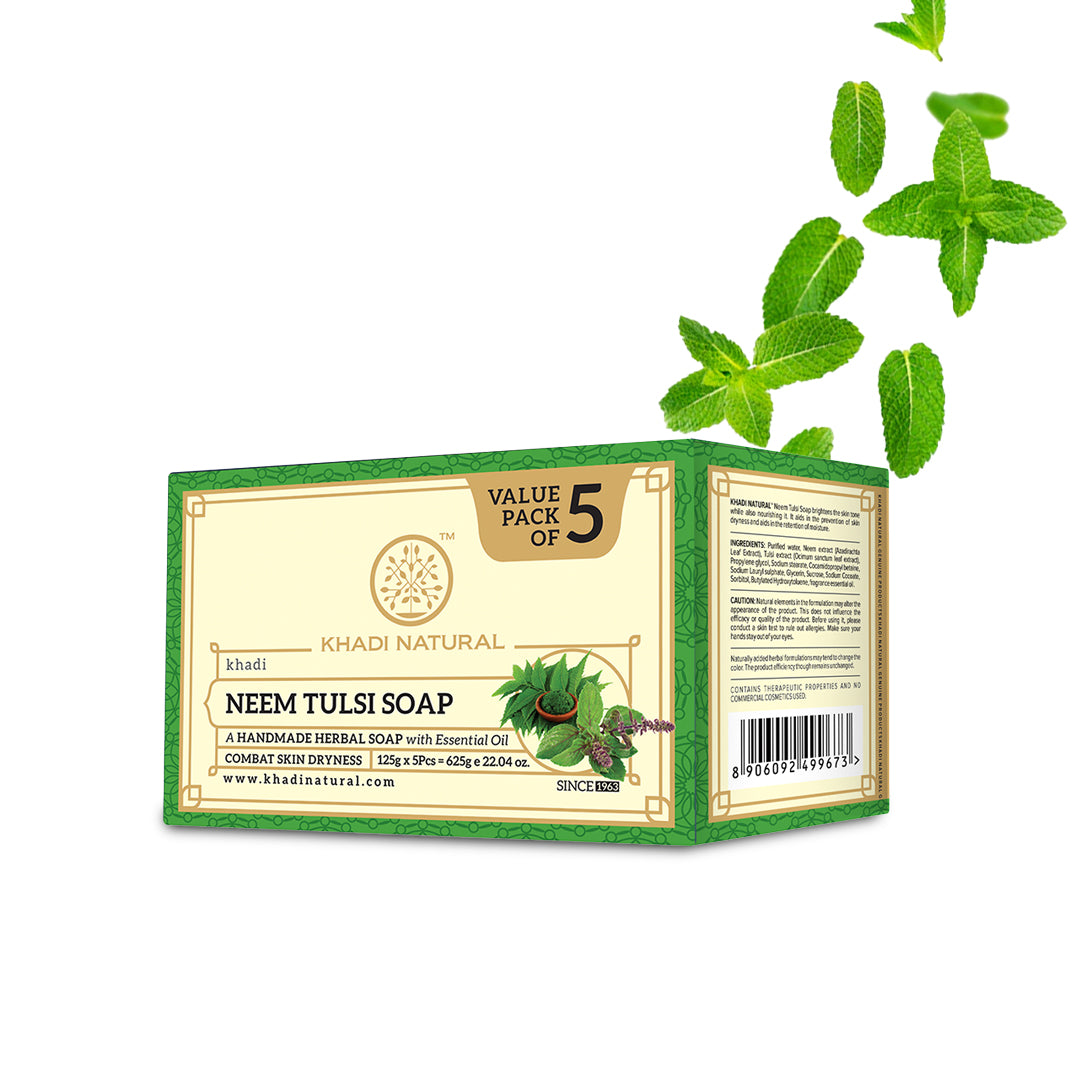 Khadi Natural Herbal Neem Tulsi Soap Pack of 5