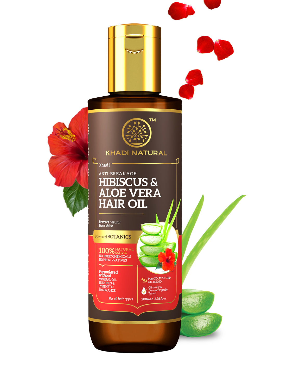 Khadi Natural Hibiscus & Aloe Vera Hair Oil - Mineral Oil, Silicones, Synthetic Fragrance Free-200 ml (BUY2GET2)