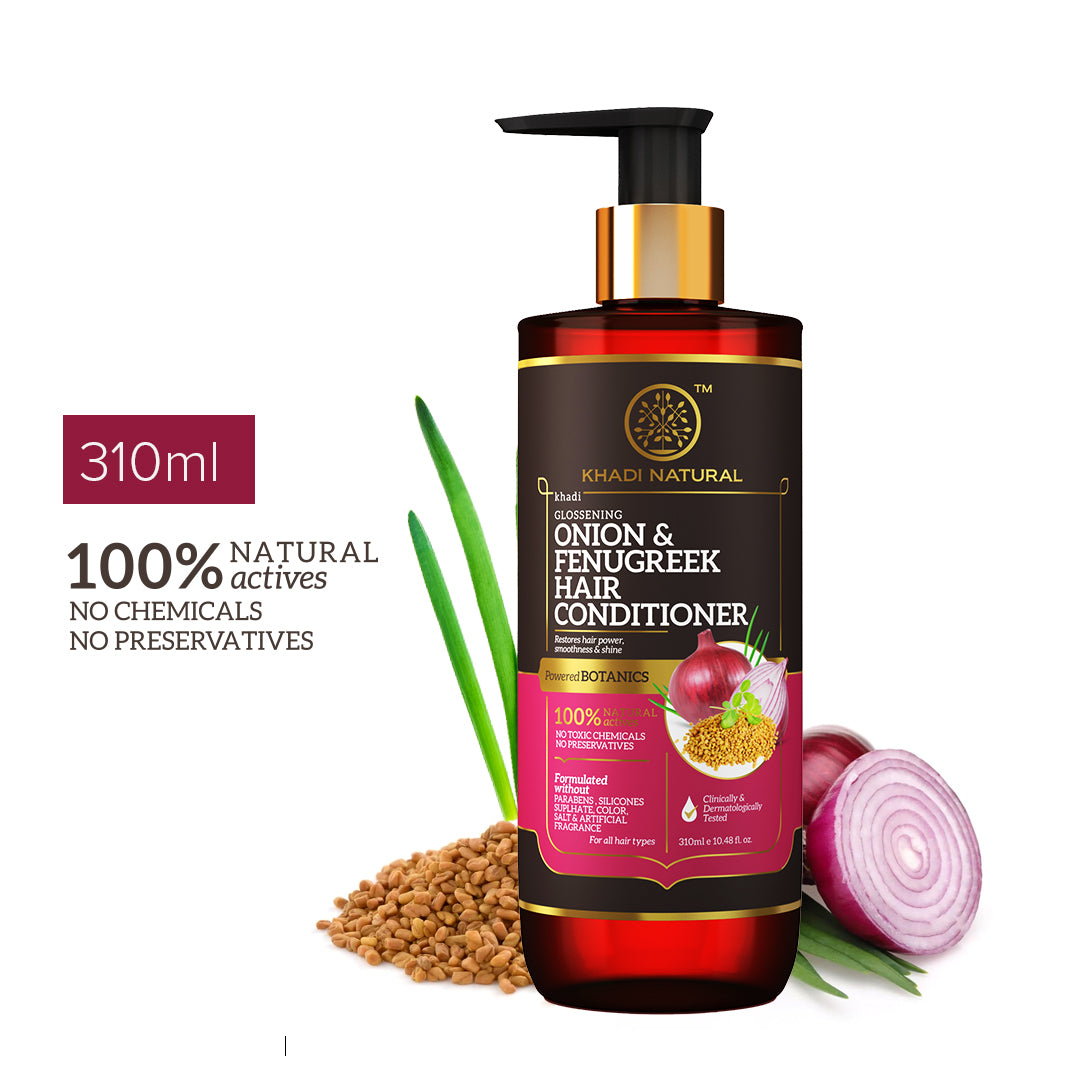 Khadi Natural Onion & Fenugreek Hair Conditioner - Paraben, Silicones, Sulphate, Color, Salt & Artificial Fragrance Free-310 ml (BUY2GET2)