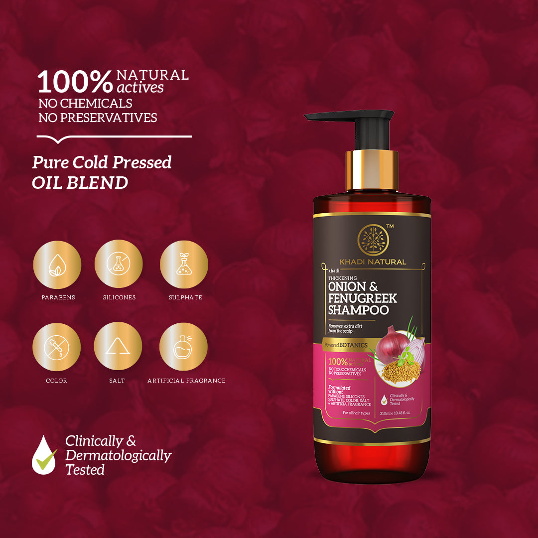 Khadi Natural Onion & Fenugreek Hair Cleanser- Paraben Free-310 ml (Buy 3 Products & Get Rs.300 Off)