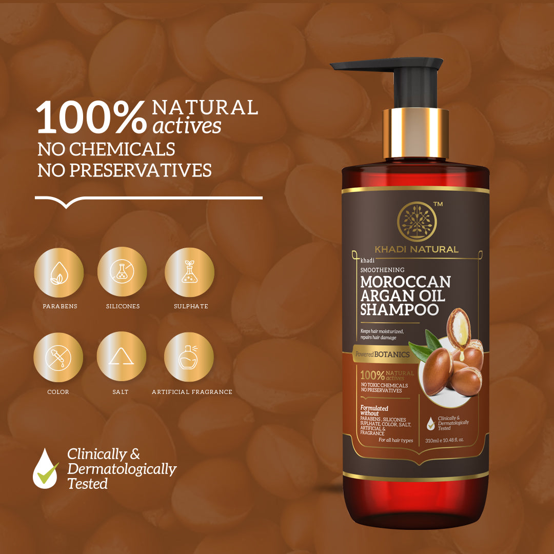 Khadi Natural Moroccan Argan Hair Shampoo (Sulphate free ) 310 ml (Buy 3 Products & Get Rs.300 Off)