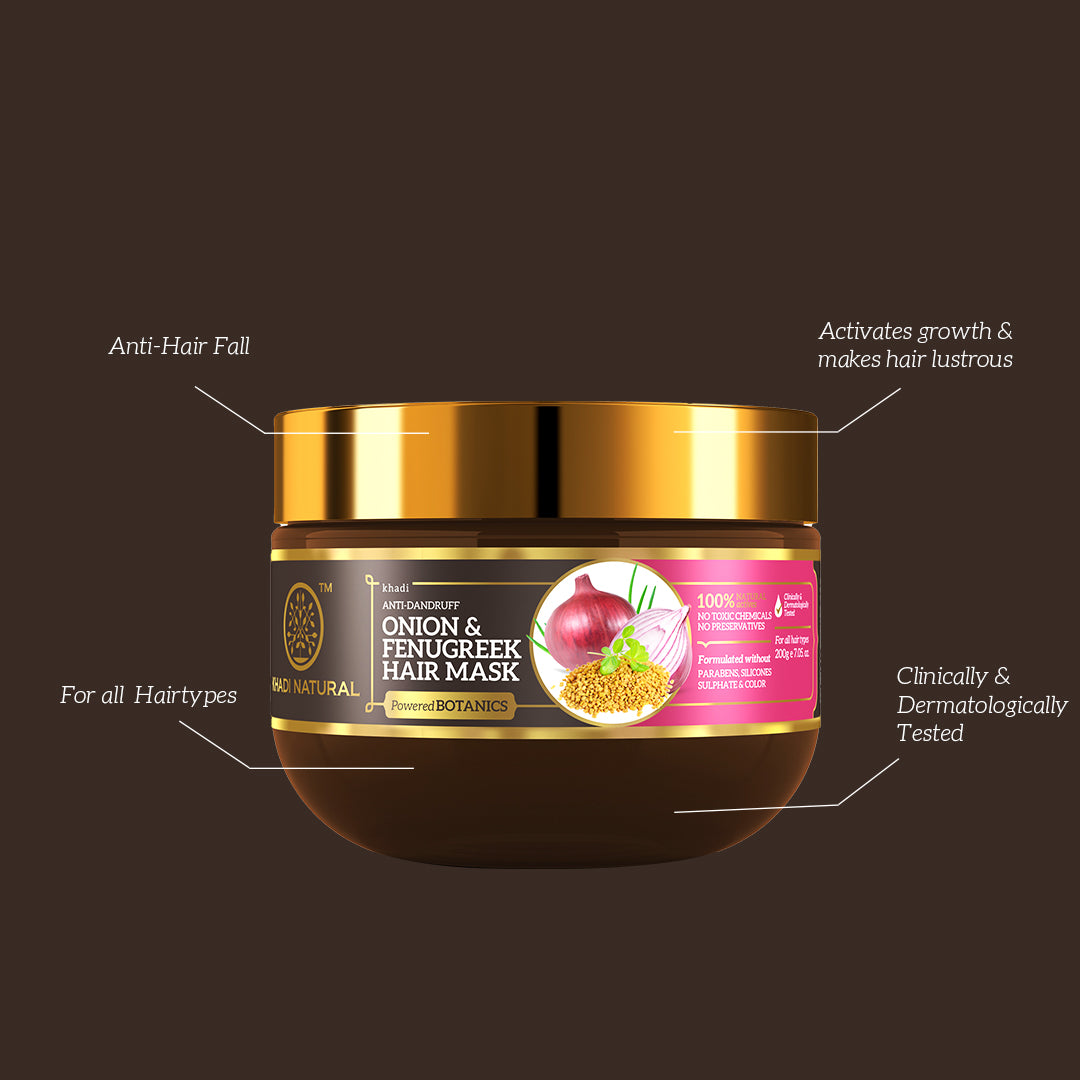 Khadi Natural Onion & Fenugreek Hair Mask - Paraben, Silicones, Sulphate & Color Free (BUY2GET2)