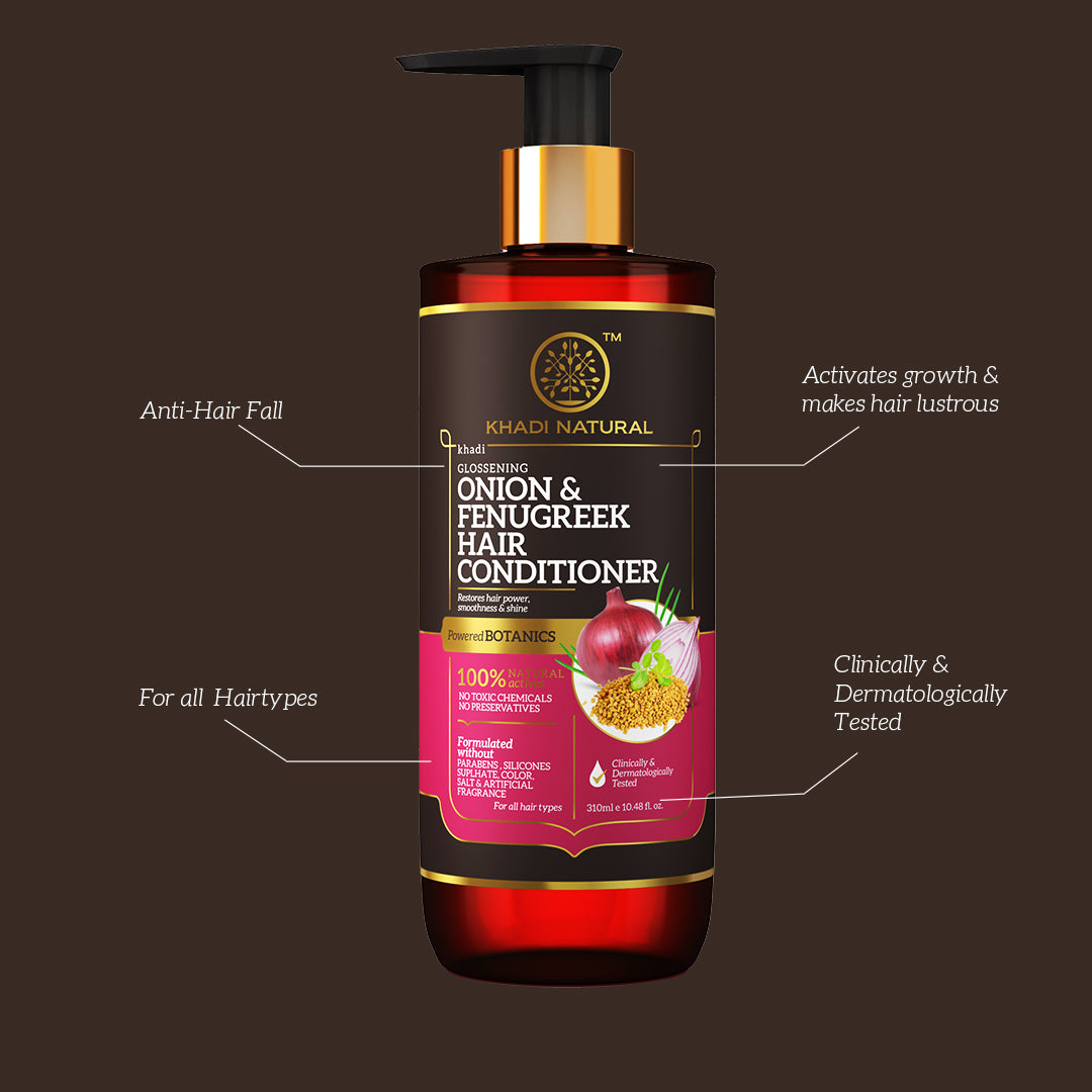 Khadi Natural Onion & Fenugreek Hair Conditioner - Paraben, Silicones, Sulphate, Color, Salt & Artificial Fragrance Free-310 ml (Buy 3 Products & Get Rs.300 Off)