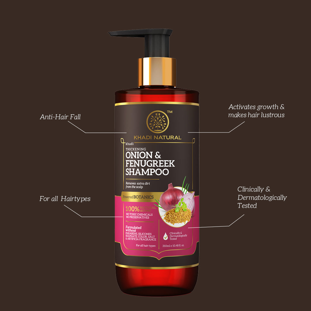 Khadi Natural Onion & Fenugreek Hair Cleanser- Paraben Free-310 ml (Buy 3 Products & Get Rs.300 Off)