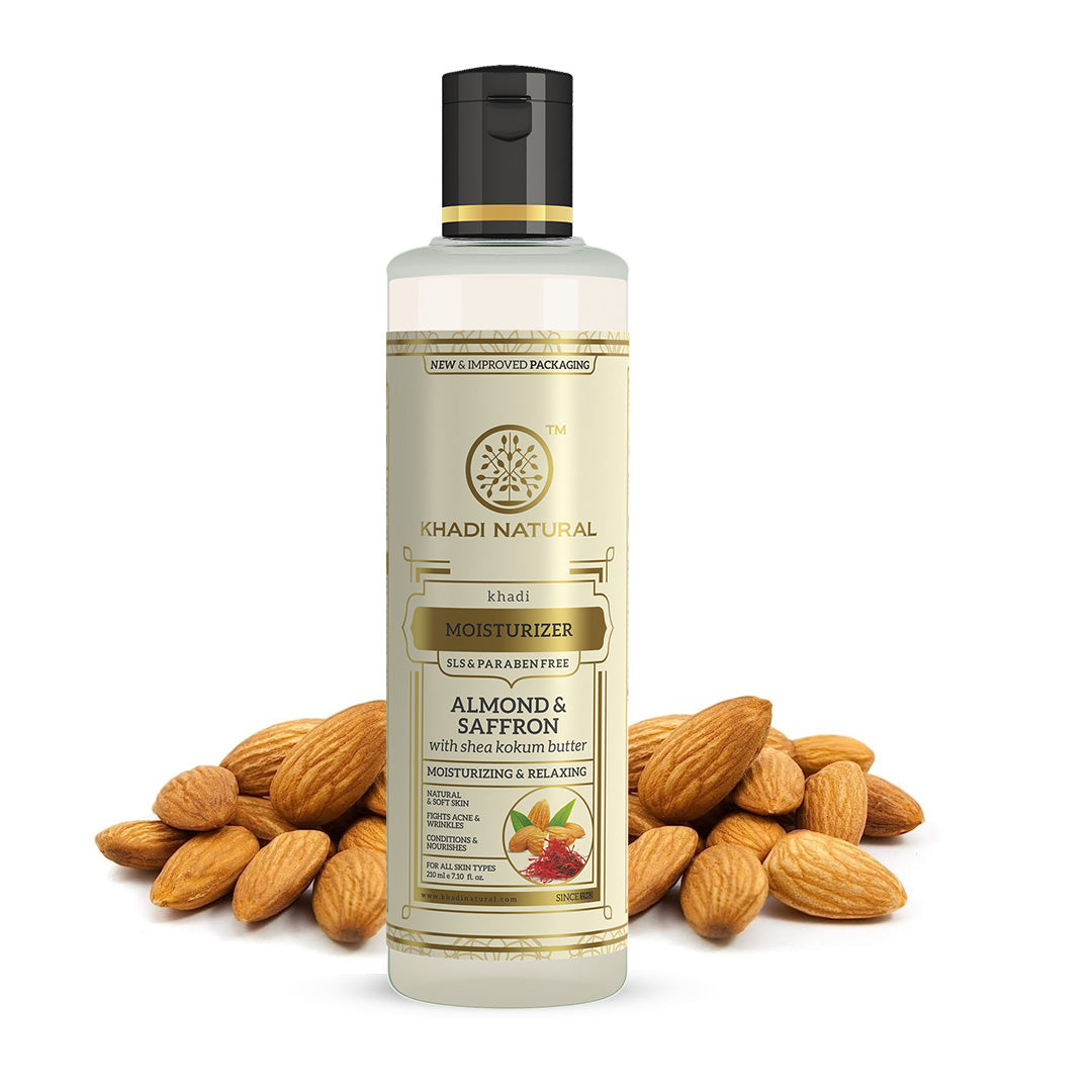 Khadi Natural Almond & Saffron Moisturizer- Sls &  Paraben Free-210 ml