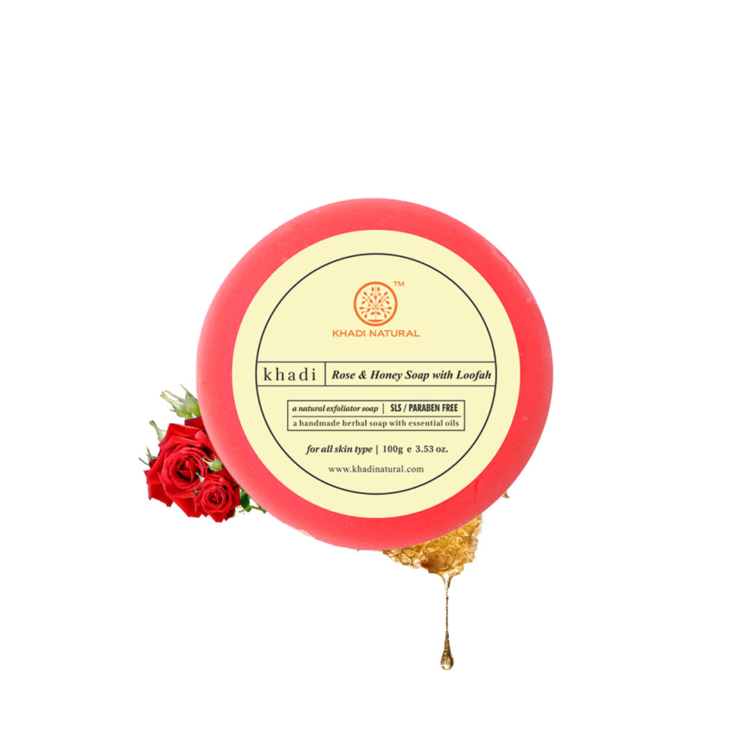 Khadi Natural Rose & Honey Loofah Soap - 100 g