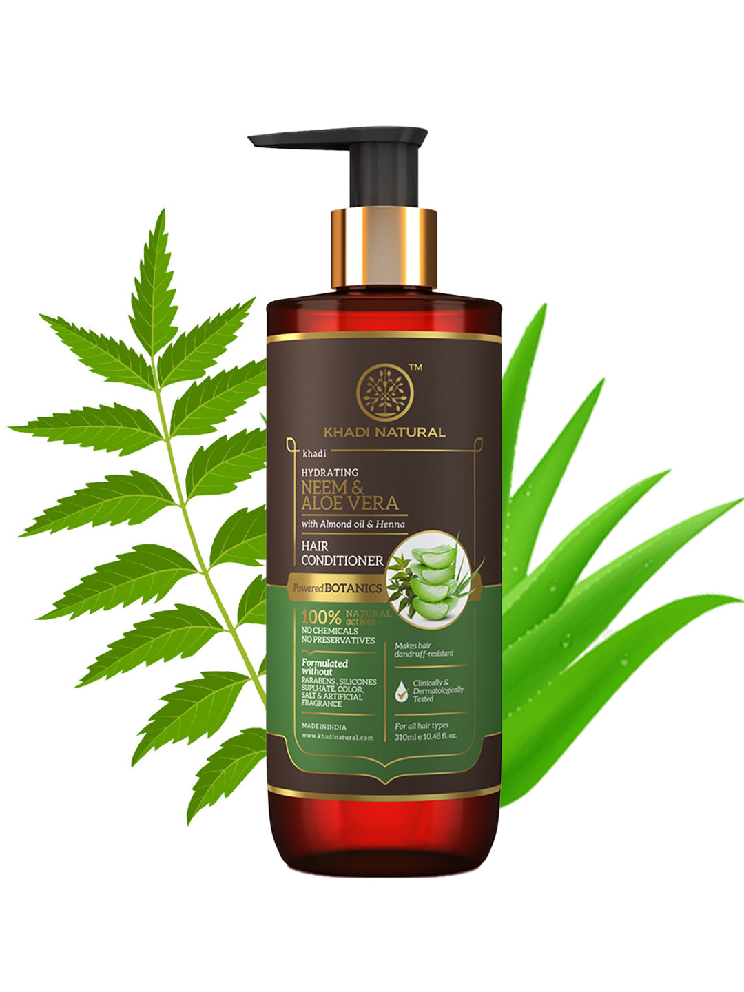 Khadi Natural Neem & Aloe Vera Hair Conditioner - Paraben, Silicones, Sulphate, Color, Salt & Artificial Fragrance Free-310 ml