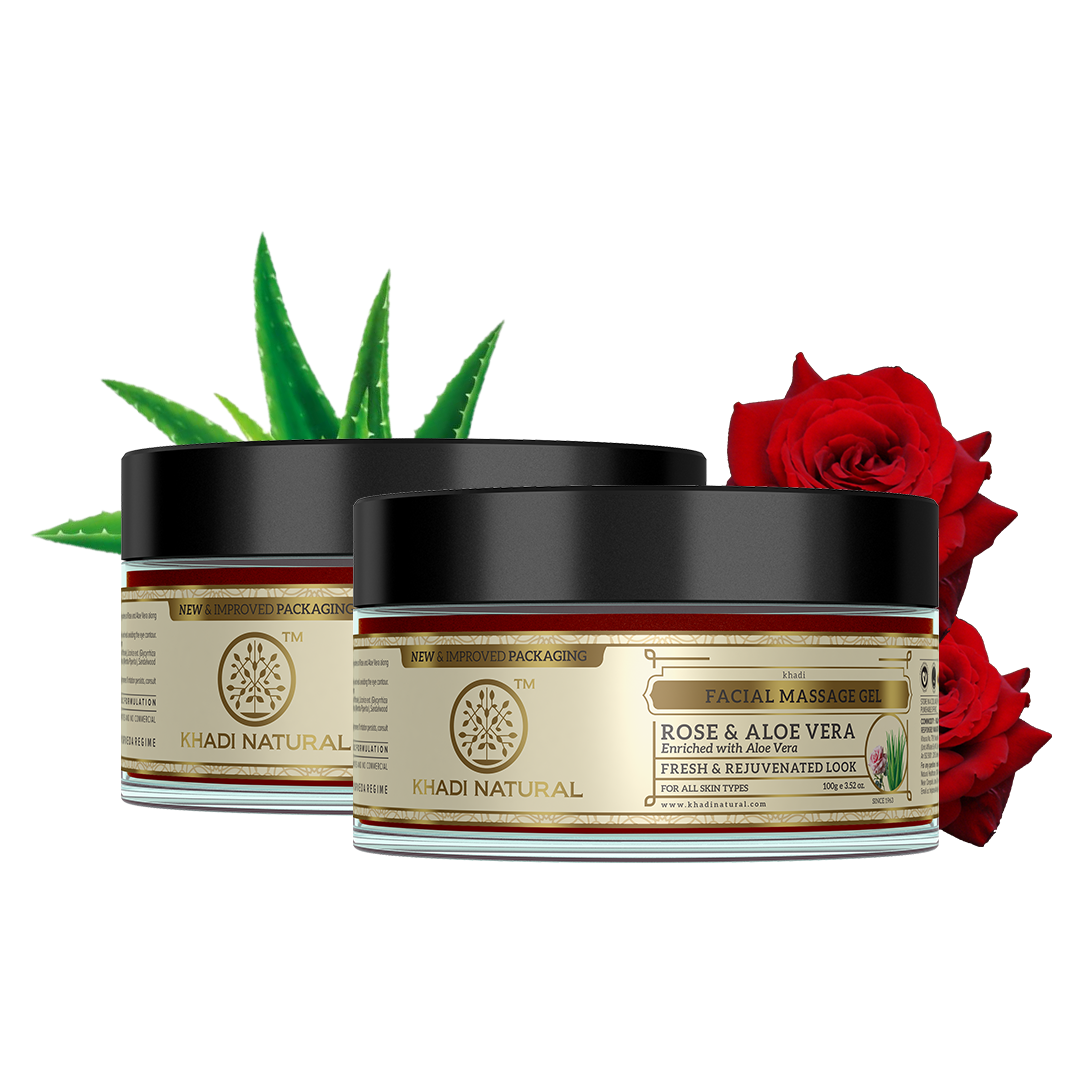 Khadi Natural Rose Aloe Vera Face Massage Gel - Pack of 2 (Buy 3 Products & Get Rs.300 Off)