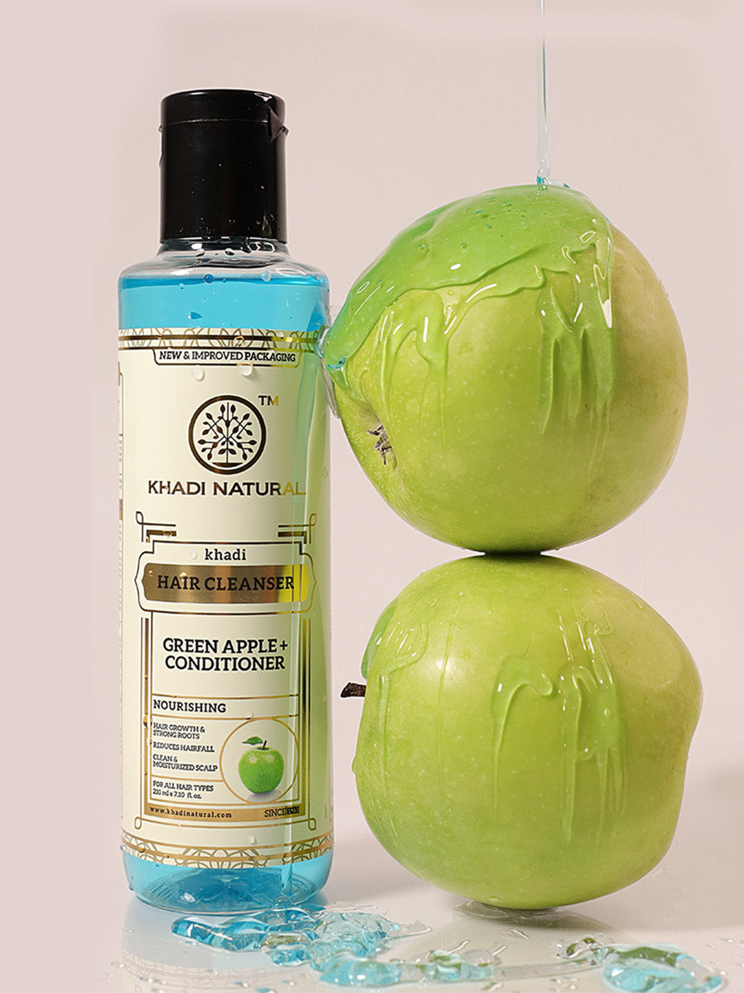 KHADI NATURAL Green Apple + Conditioner Hair Cleanser - 210 ml