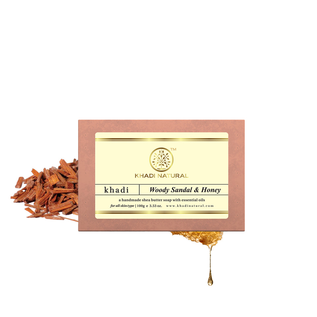 Khadi Natural Woody Sandal & Honey Soap 100 g