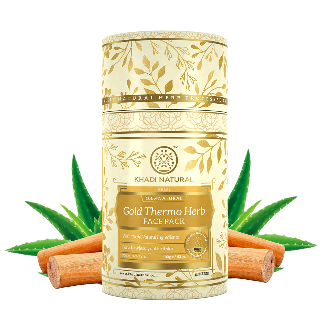 Khadi Natural Gold Thermo Herb (Skin Tightning Face Pack)-100 g (Buy 3 Products & Get Rs.300 Off)