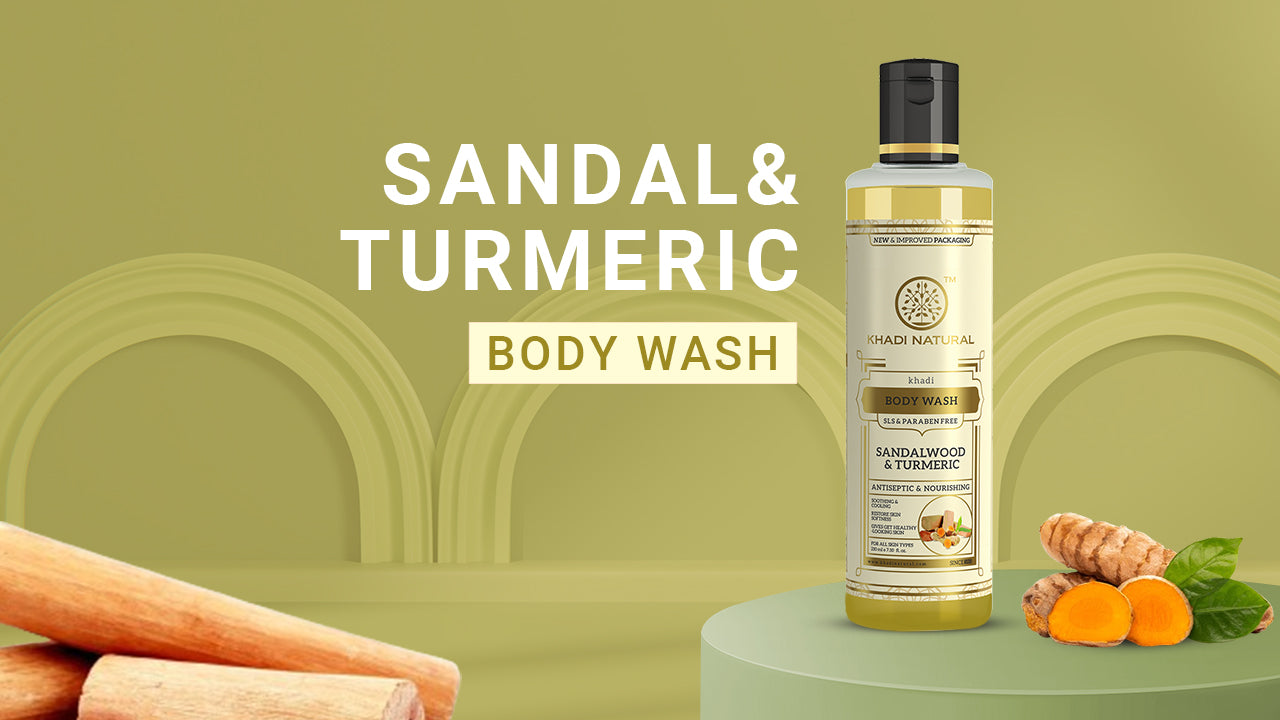 Khadi Natural Sandalwood & Turmeric Body Wash- Sls & Paraben Free-210 ml