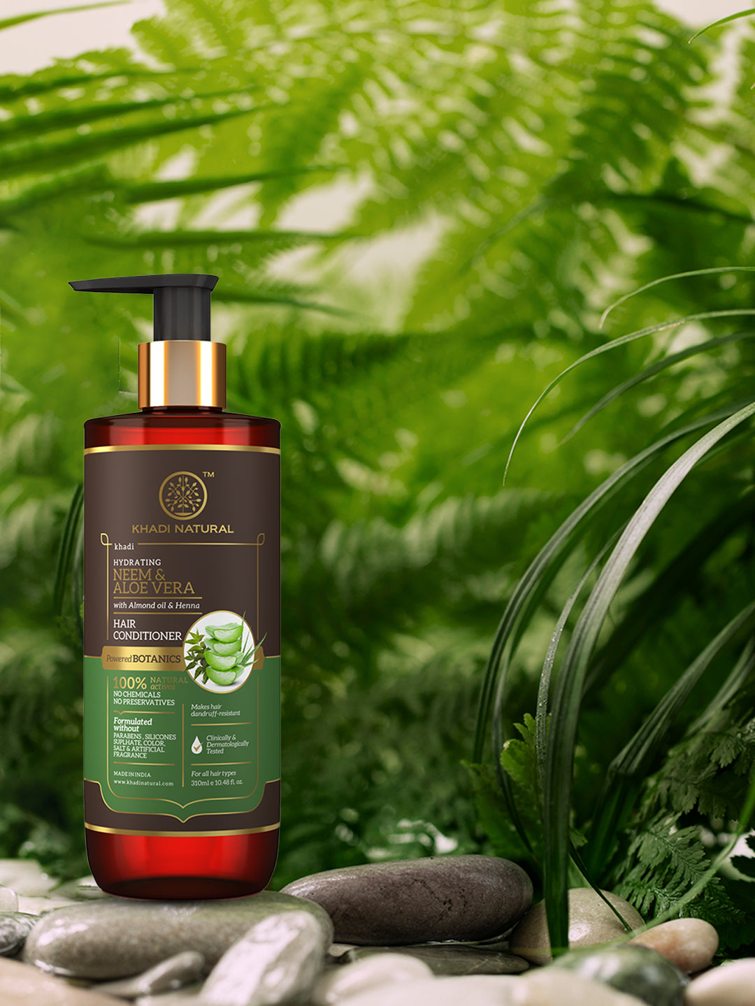 Khadi Natural Neem & Aloe Vera Hair Conditioner - Paraben, Silicones, Sulphate, Color, Salt & Artificial Fragrance Free-310 ml