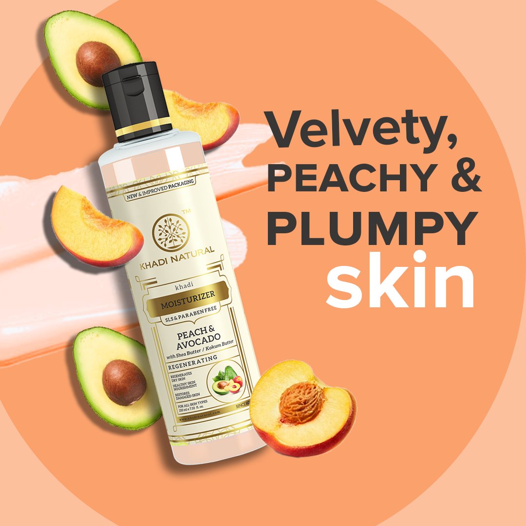 Khadi Natural Peach Avocado Moisturizer with SLS & Paraben Free -210 ml