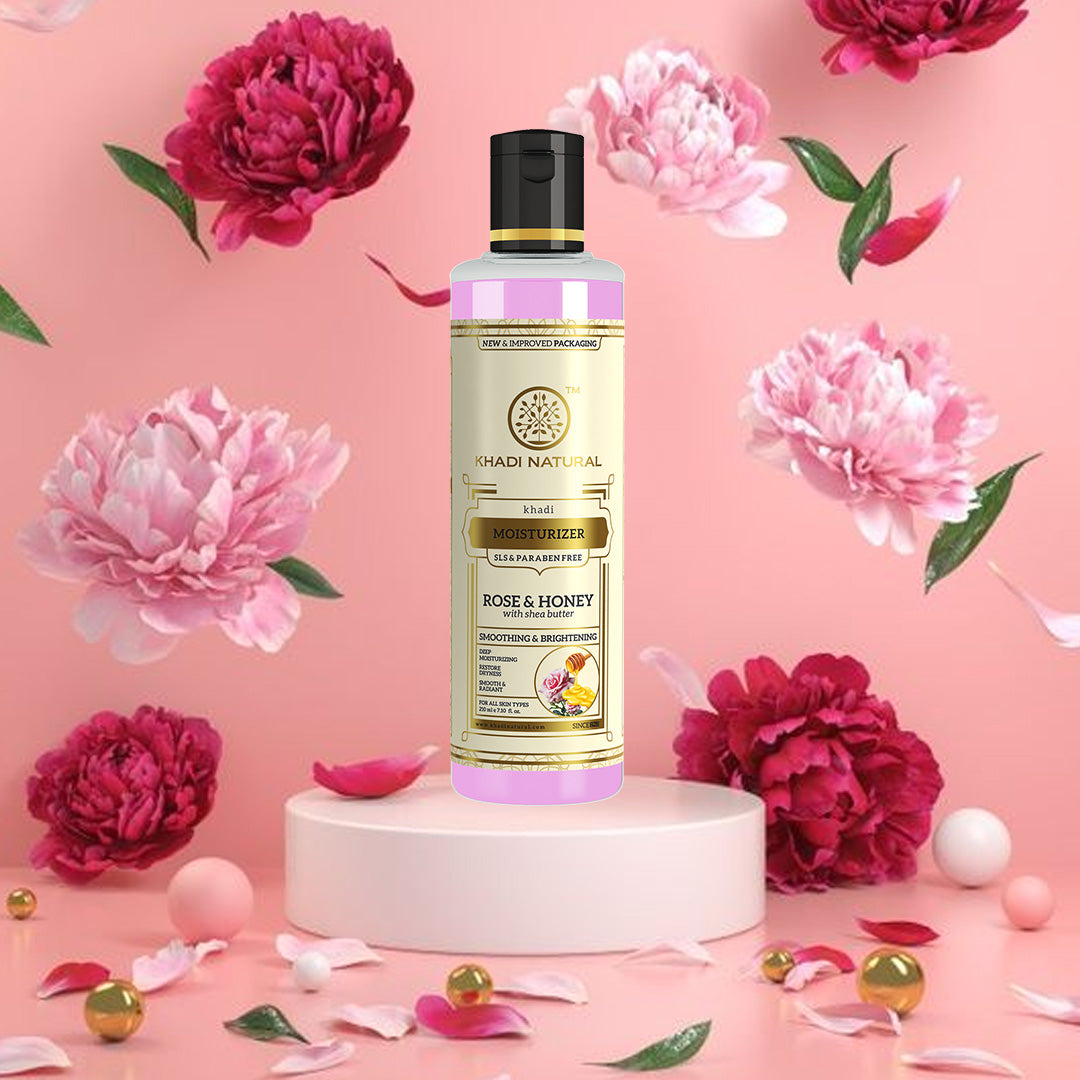 Khadi Natural Rose & Honey Moisturiser Sls & Paraben Free 210 ml (Buy 3 Products & Get Rs.300 Off)