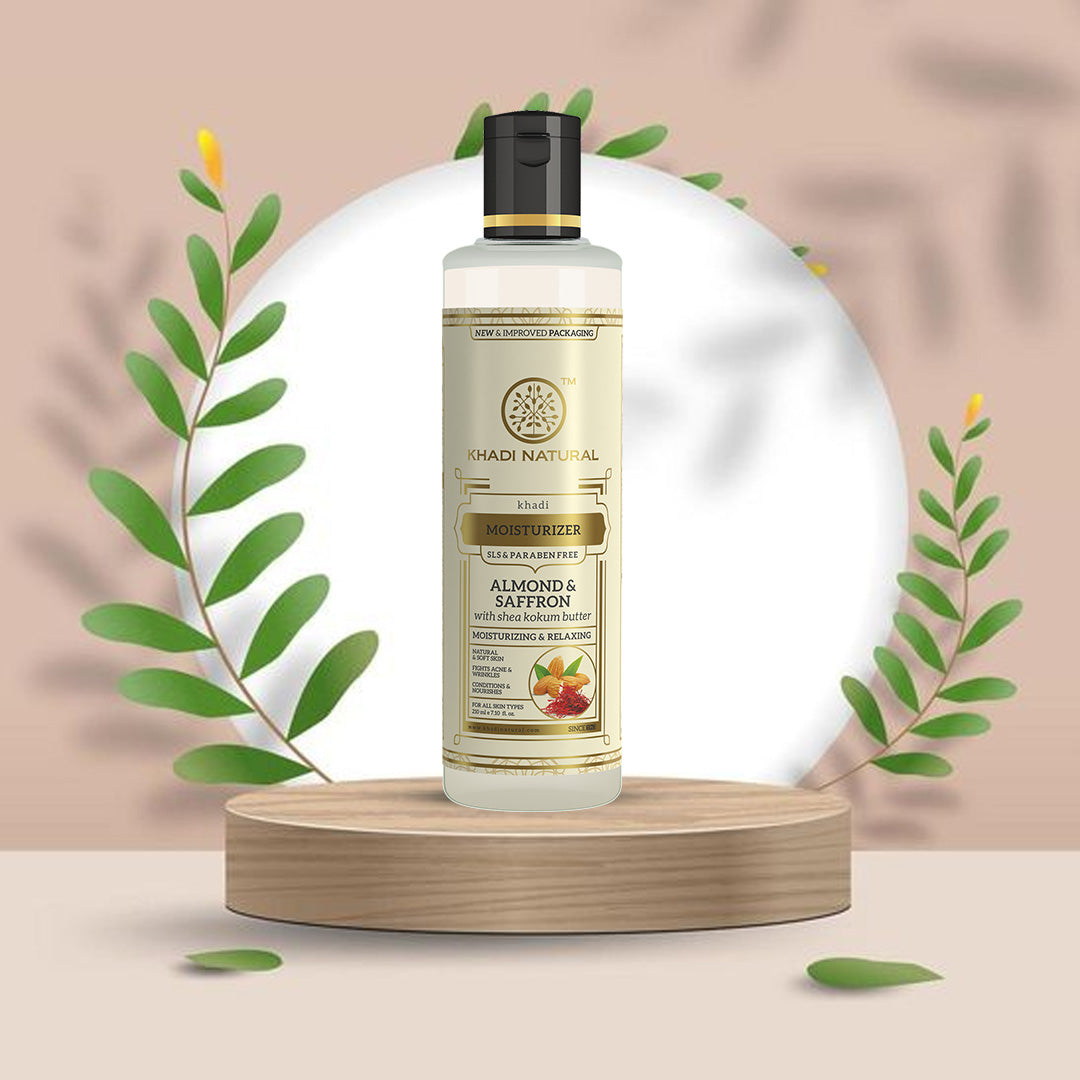 Khadi Natural Almond & Saffron Moisturizer- Sls &  Paraben Free-210 ml (Buy 3 Products & Get Rs.300 Off)