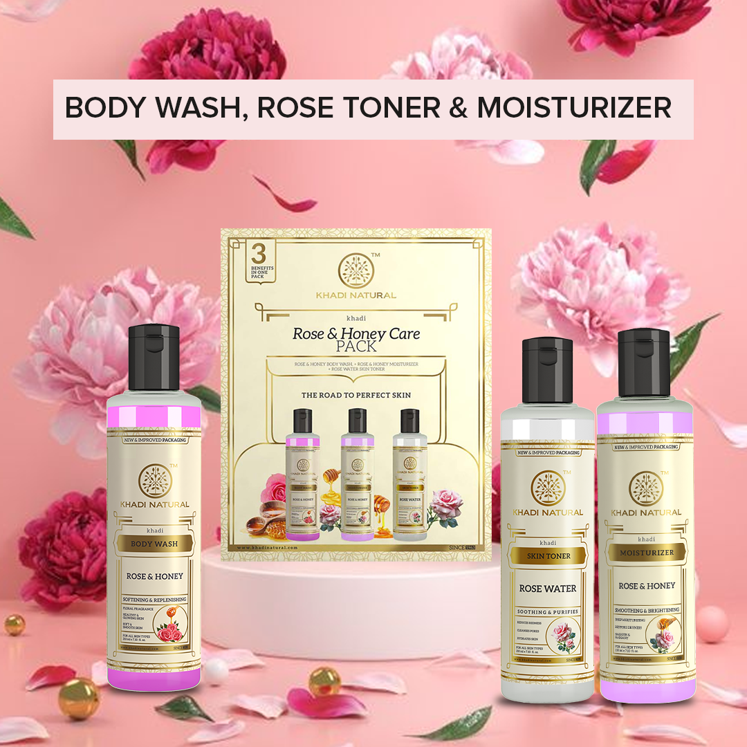 Khadi Natural Rose & Honey Care Pack-630 ml