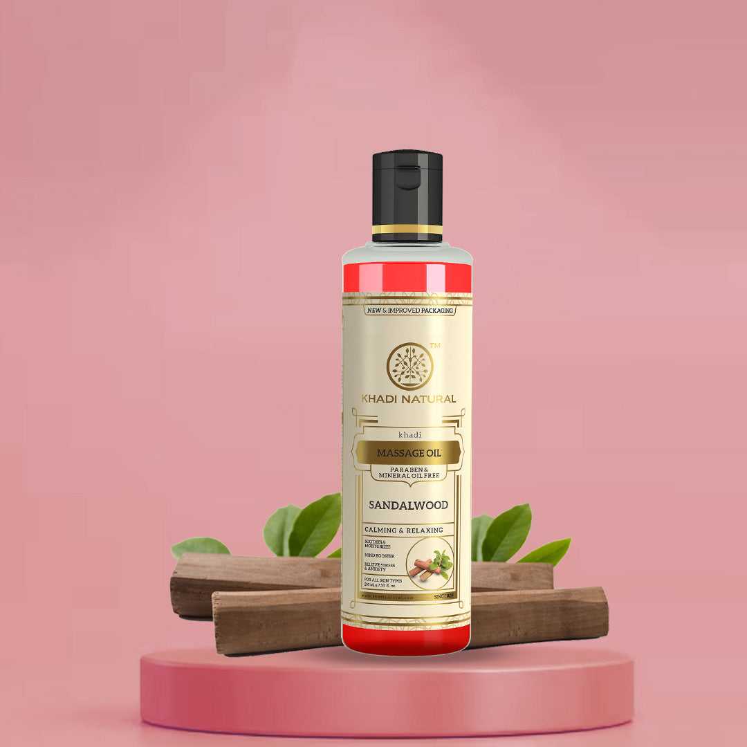 Khadi Natural Sandalwood Massage Oil- Without Mineral Oil-210 ml (Buy 3 Products & Get Rs.300 Off)