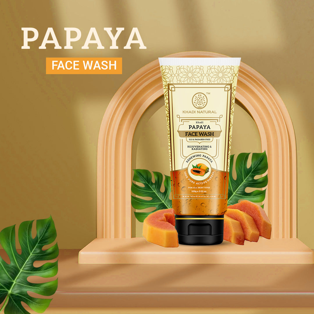 Khadi Natural Papaya Face Wash Sls & Paraben Free-100 g - DEALS (Buy 3 Products & Get Rs.300 Off)