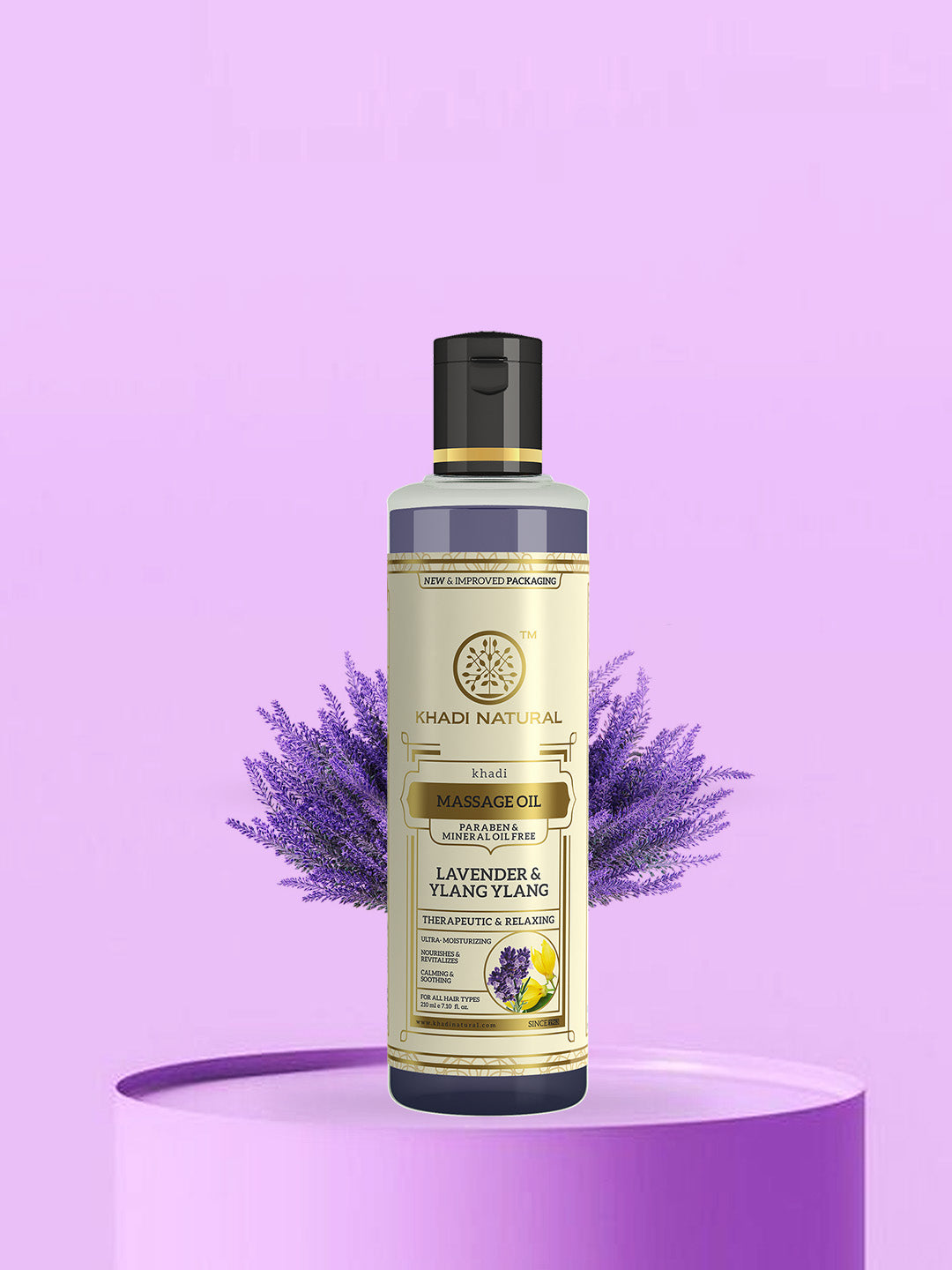 Khadi Natural Lavender & Ylang Ylang Massage Oil Paraben Mineral Oil Free 210 ml (Buy 3 Products & Get Rs.300 Off)