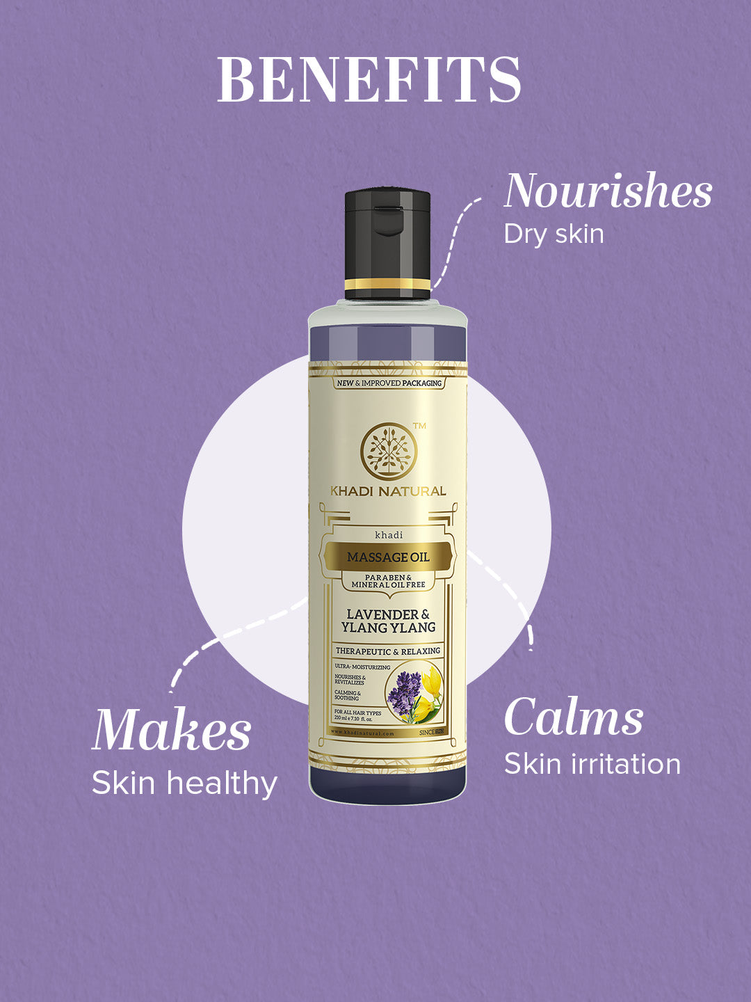 Khadi Natural Lavender & Ylang Ylang Massage Oil Paraben Mineral Oil Free 210 ml (Buy 3 Products & Get Rs.300 Off)