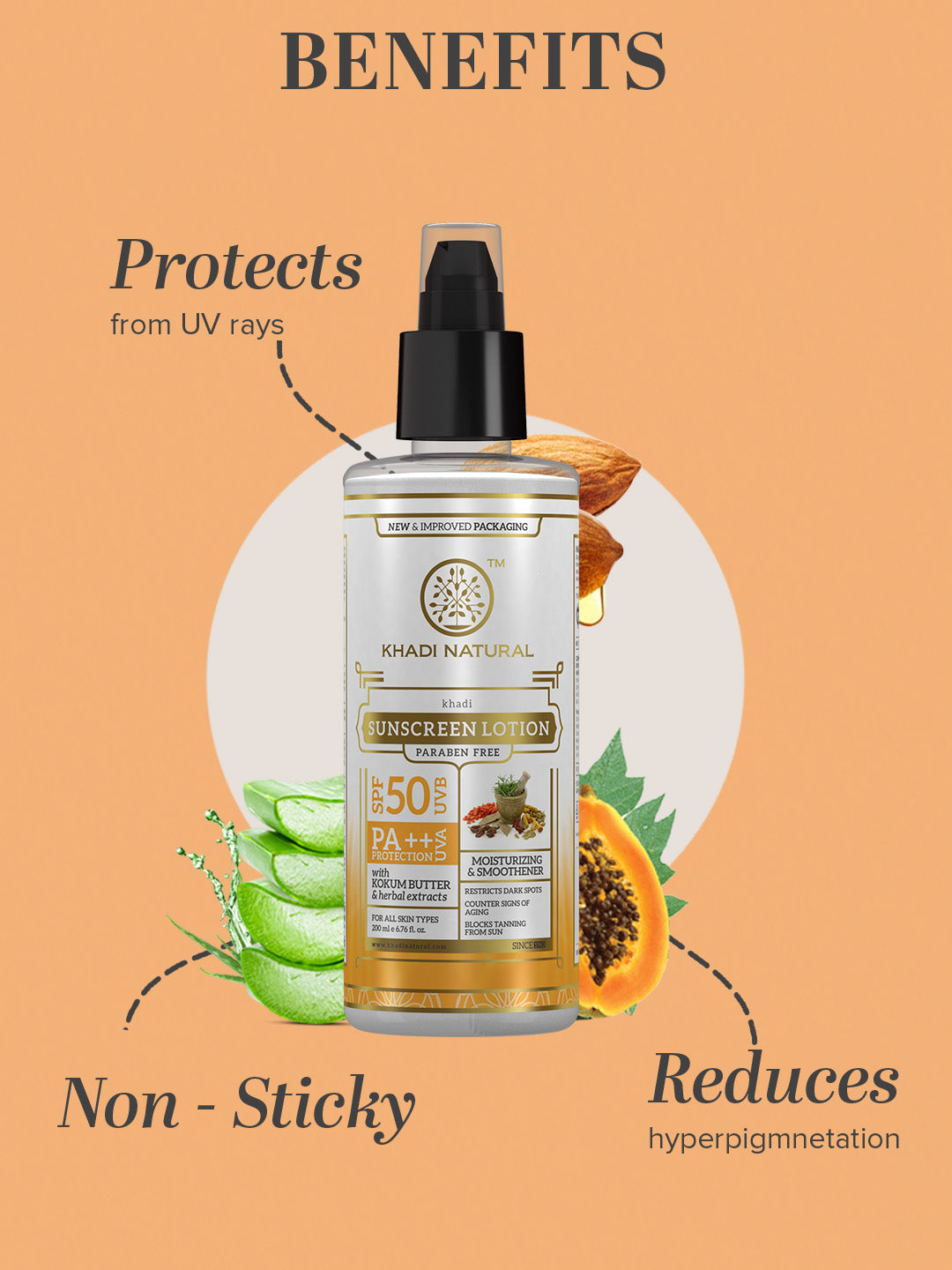 Khadi Natural Sunscreen Moisturising Lotion 100ml - SPF 50 (Buy 3 Products & Get Rs.300 Off)