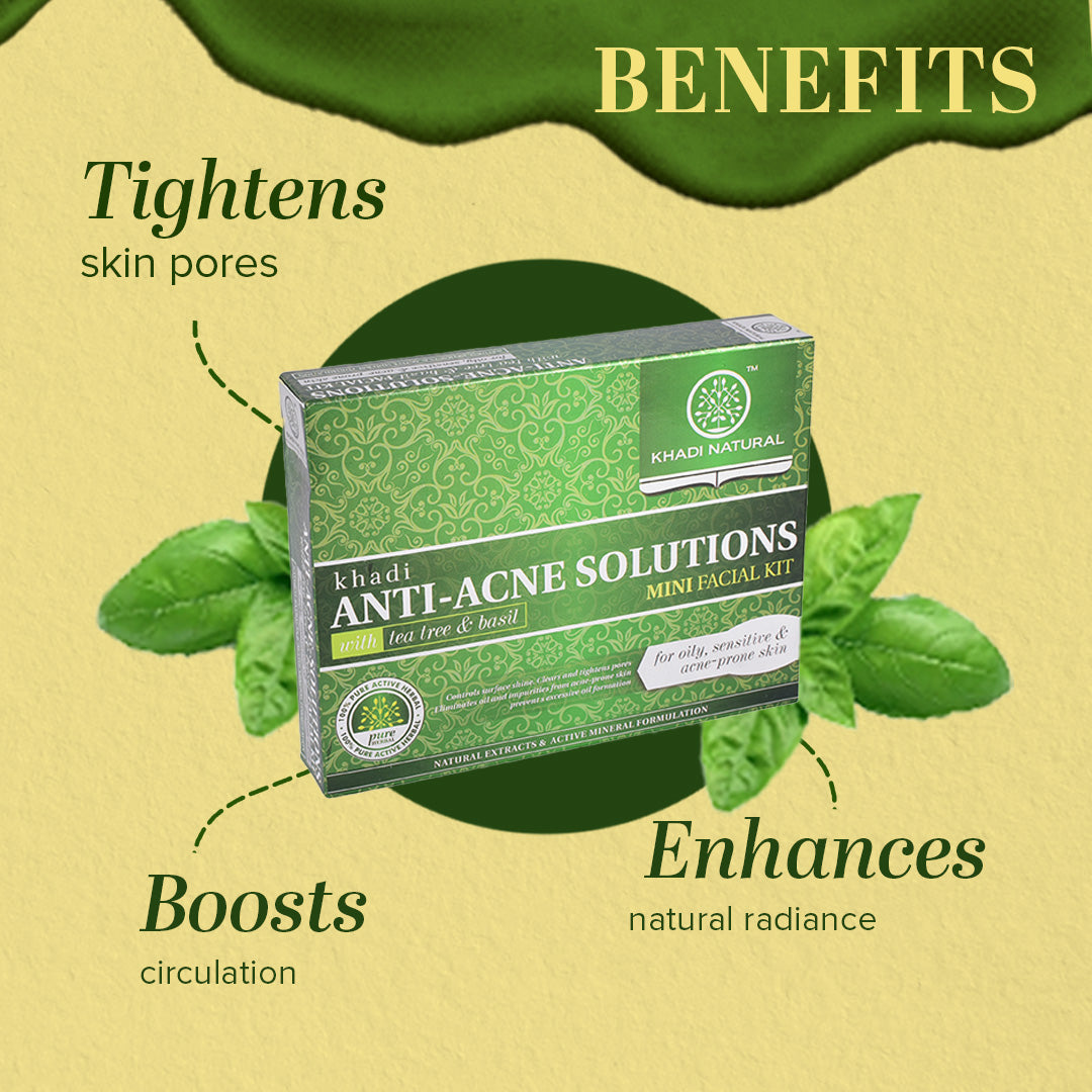 Khadi Natural Anti-Acne Solutions Mini Facial Kit (With Tea Tree & Basil) (Buy 3 Products & Get Rs.300 Off)