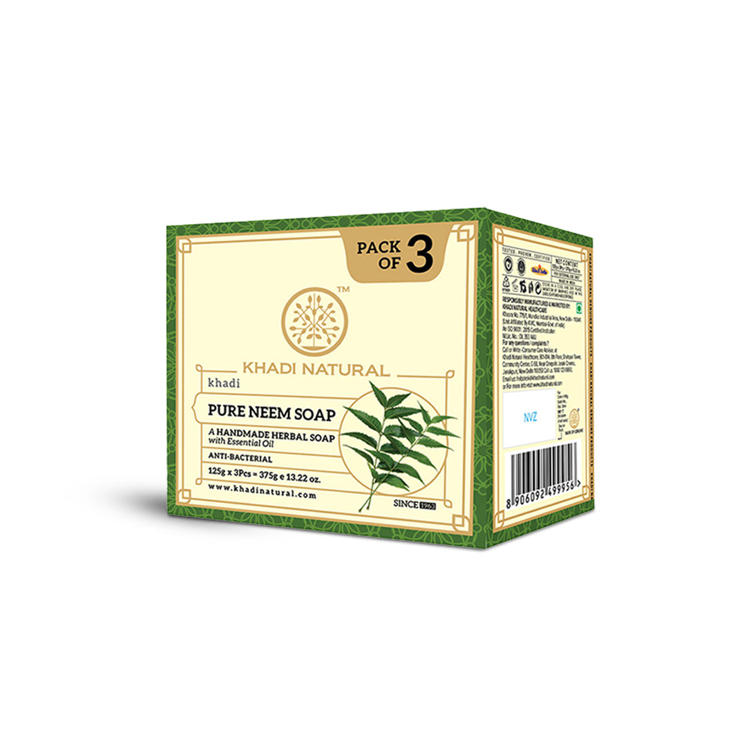 Khadi Natural Herbal Pure Neem Soap 125 g (Pack Of 3)