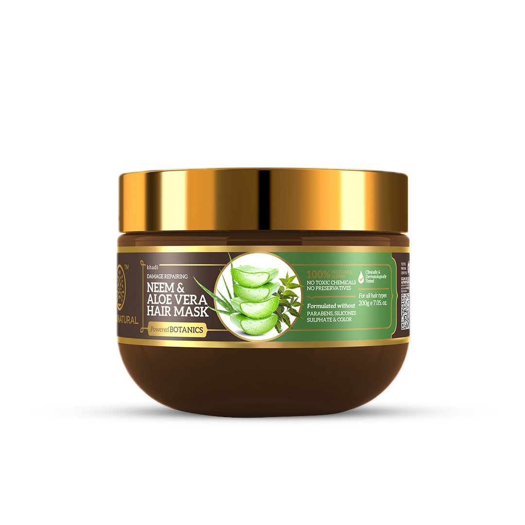 Khadi Natural Neem & Aloe Vera Hair Mask - Paraben, Silicones, Sulphate & Color Free-200 g