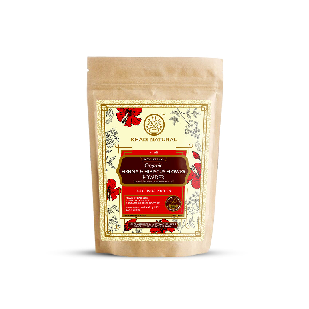 Organic Henna & Hibiscus Flower Powder - 100% Natural-100 g (Buy 3 Products & Get Rs.300 Off)