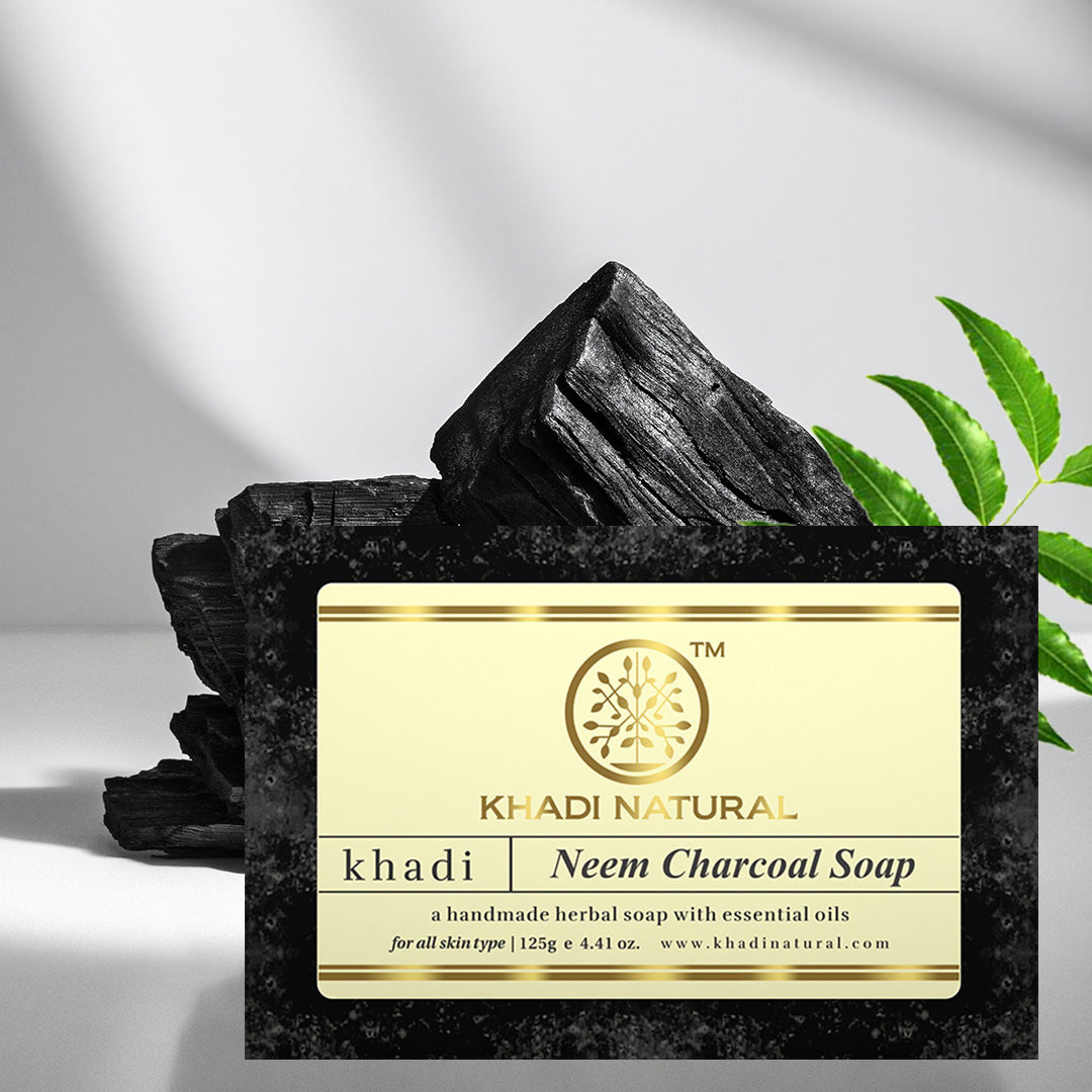 Khadi Natural Herbal Neem Charcoal Soap 125 g (Pack Of 3)