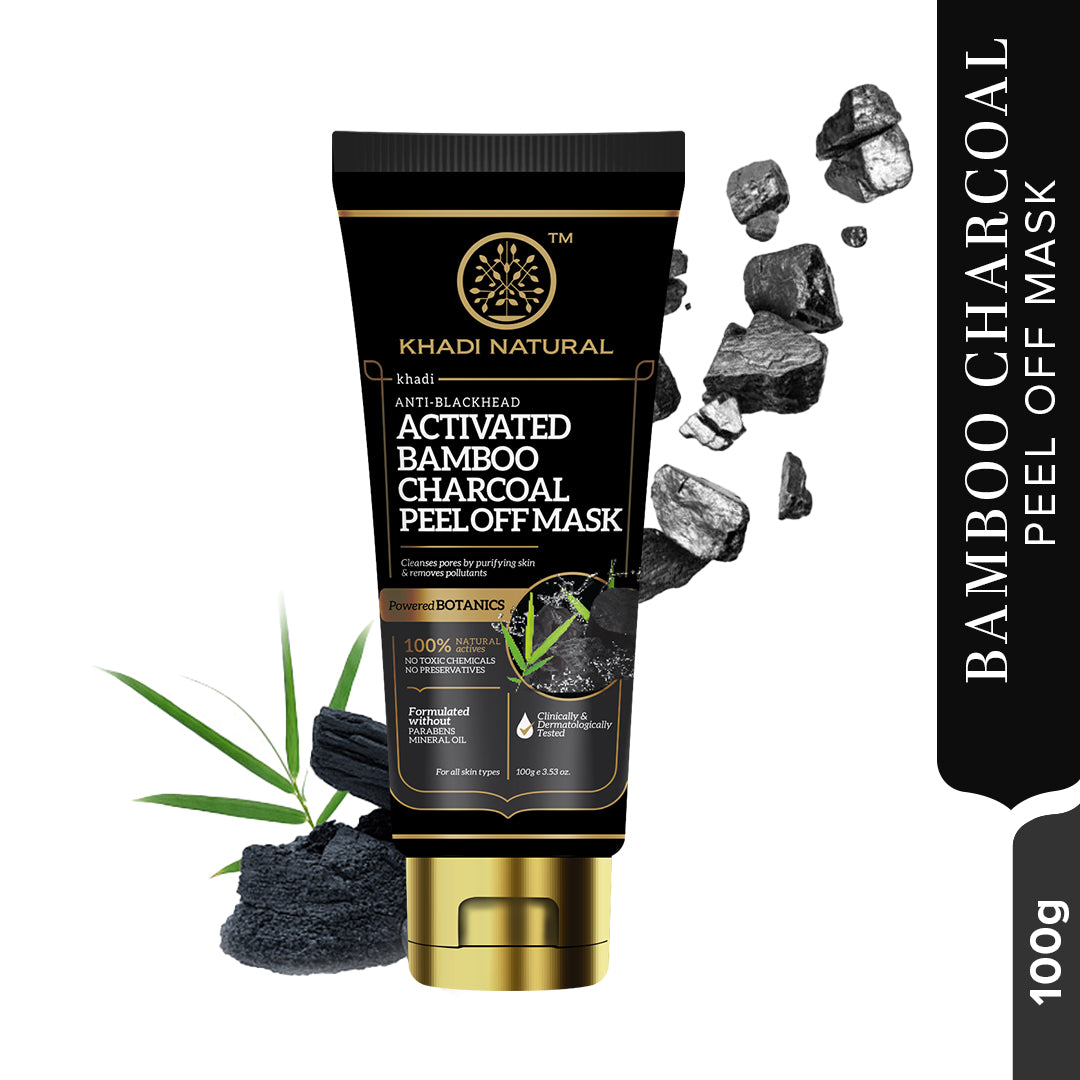 Khadi Natural Activated Bamboo Charcoal Peel Off Mask 100GM (Buy 4 products in Rs.599)