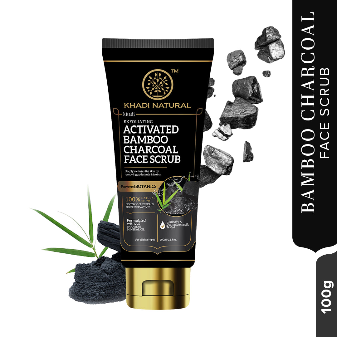 Khadi Natural Activated Bamboo Charcoal Face Scrub 100g (5 Products @ 999)