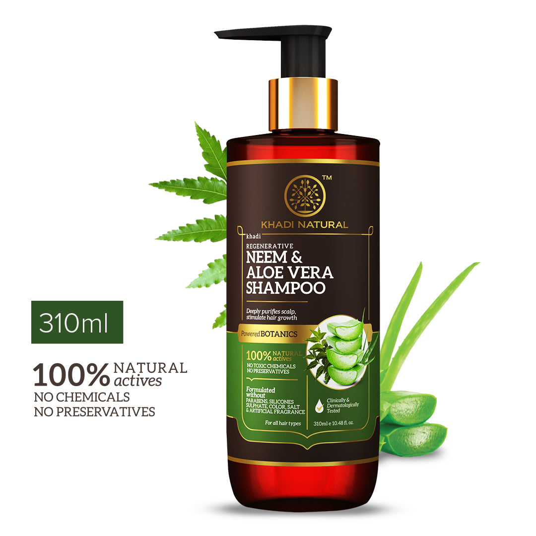 Khadi Natural Neem & Aloe Vera Hair Cleanser - Paraben, Silicones, Sulphate, Color, Salt & Artificial Fragrance Free (BUY2GET2)