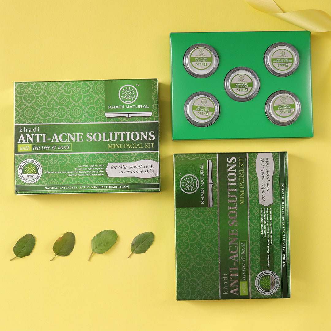 Khadi Natural Anti-Acne Solutions Mini Facial Kit (With Tea Tree & Basil)