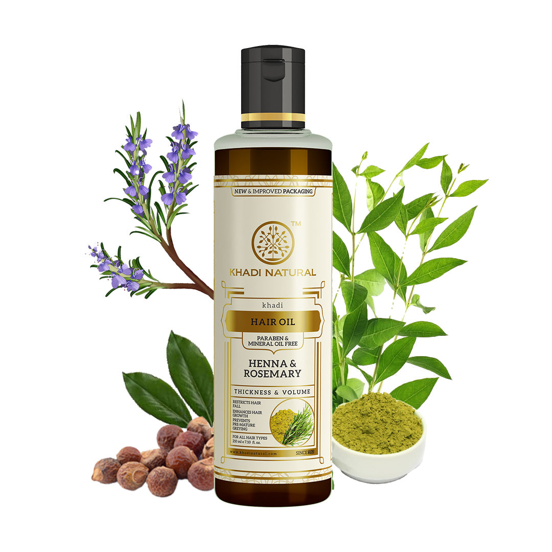 Khadi Natural Henna Rosemary Paraben Mineral Oil Free 210 ml (Buy 5 Products & Save Rs.500)