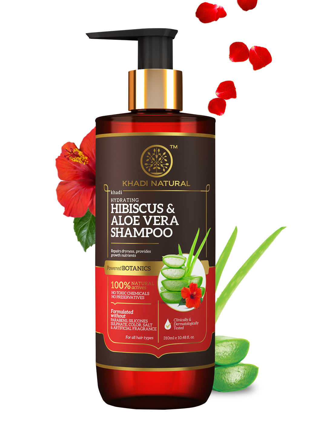 Khadi Natural Hibiscus & Aloe Vera Hair Cleanser - Parabens, Silicones, Sulphate, Color, Salt & Artificial Fragrance Free-310 ml (BUY2GET2)