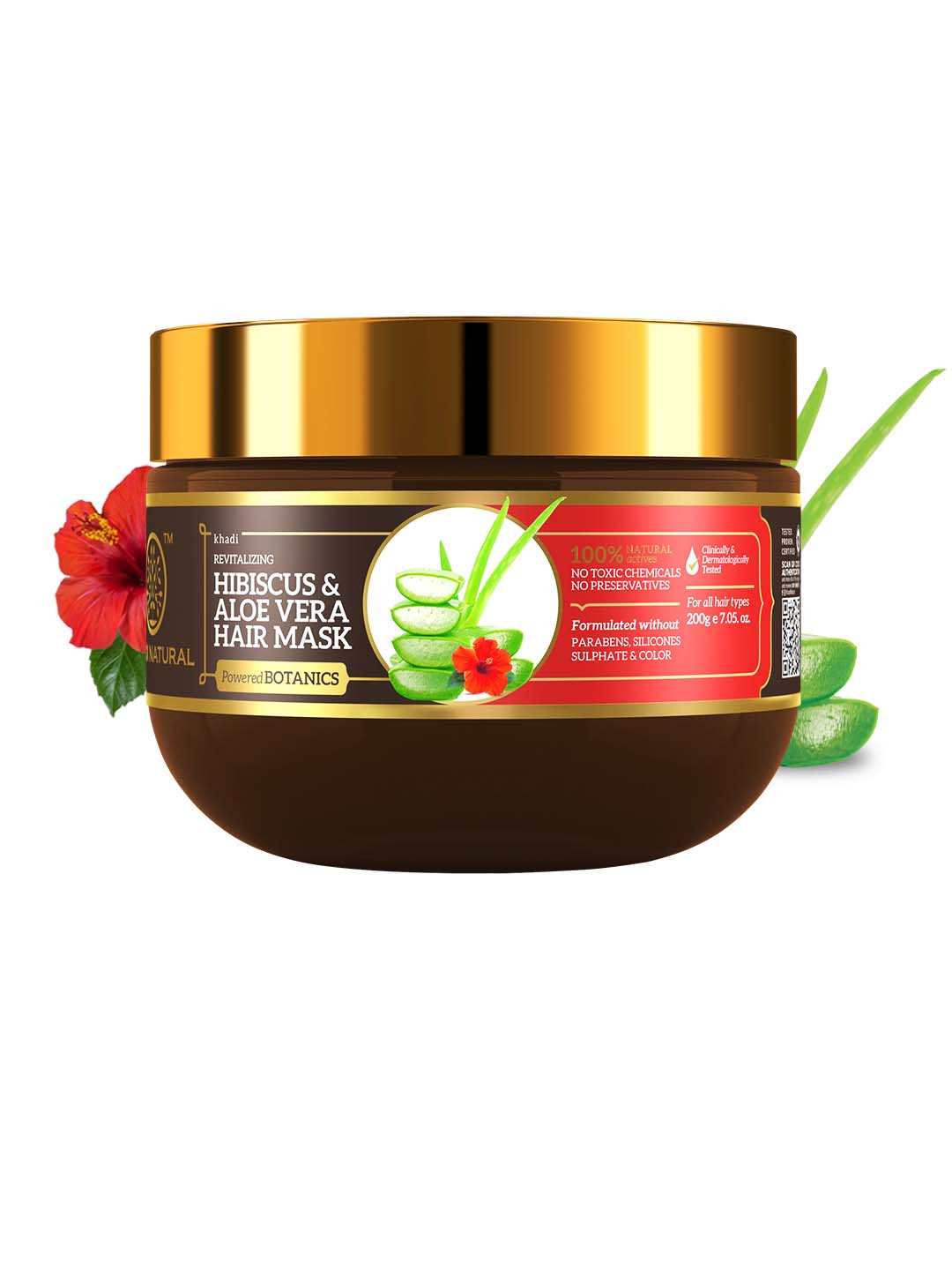 Khadi Natural Hibiscus & Aloe Vera Hair Mask - Parabens, Silicones, Sulphate & Color Free-200 g (Buy 3 Products & Get Rs.300 Off)