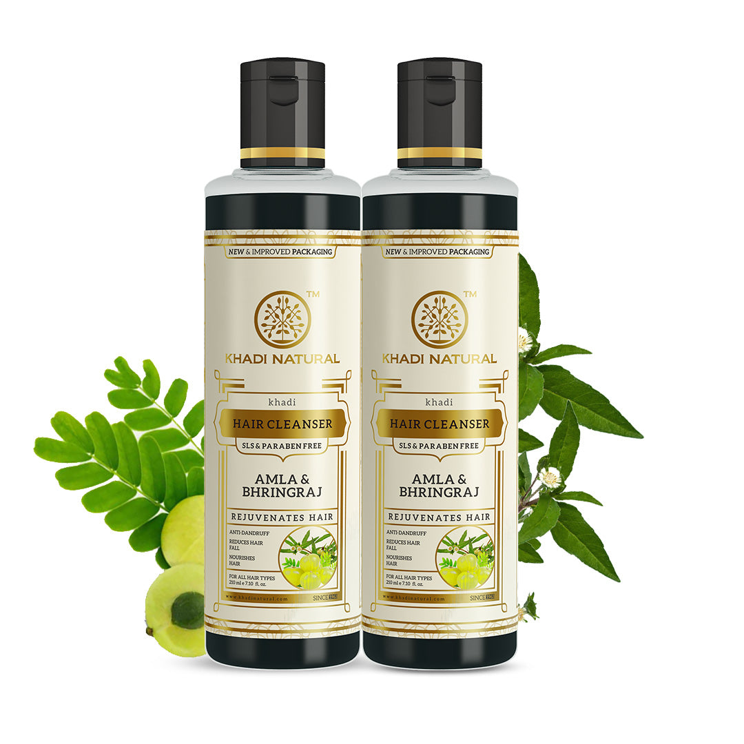 Khadi Natural Amla & bhringraj hair cleanser-SLS/Paraben Free Set of 2