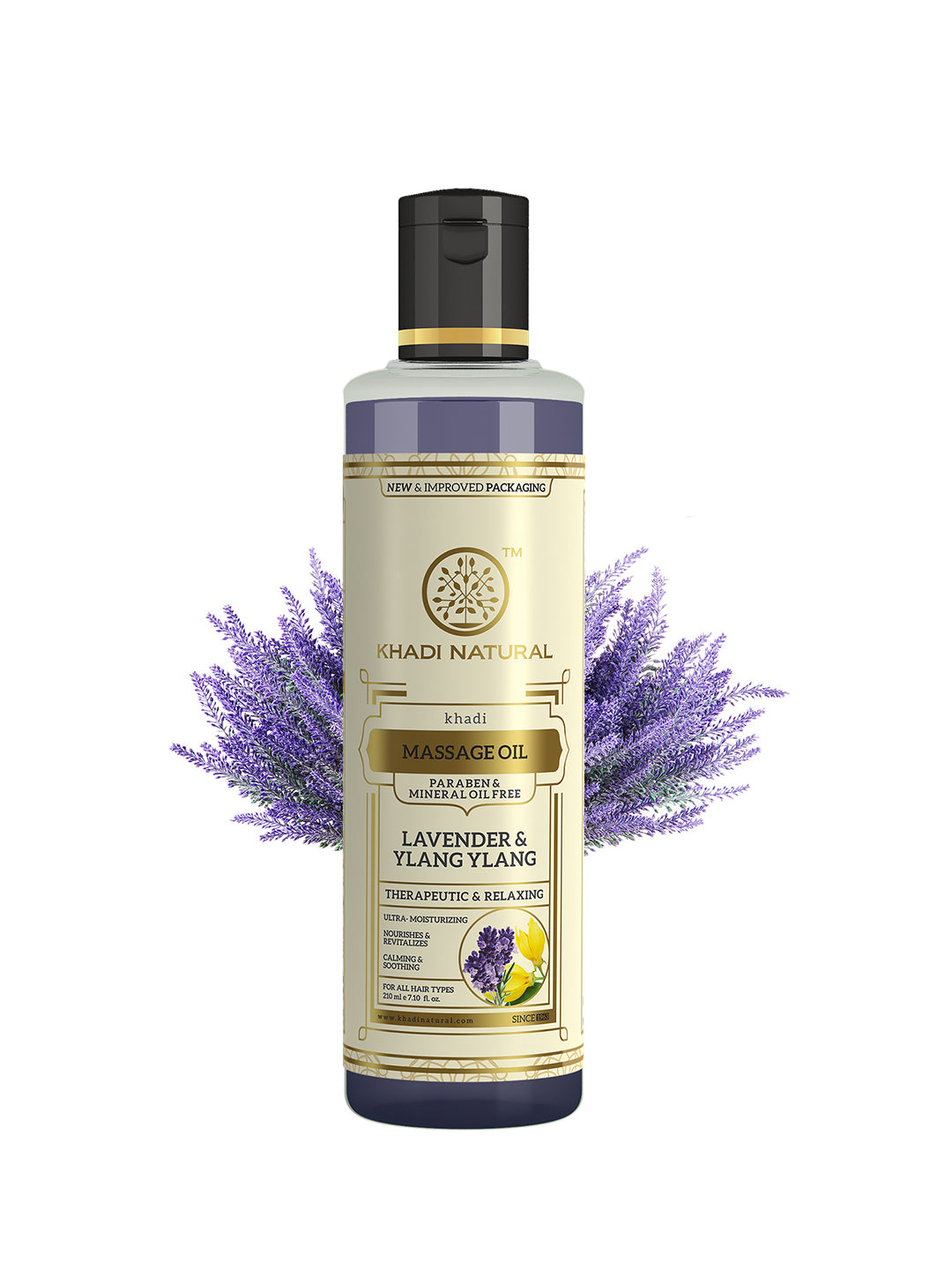 Khadi Natural Lavender & Ylang Ylang Massage Oil Paraben Mineral Oil Free 210 ml (Buy 3 Products & Get Rs.300 Off)