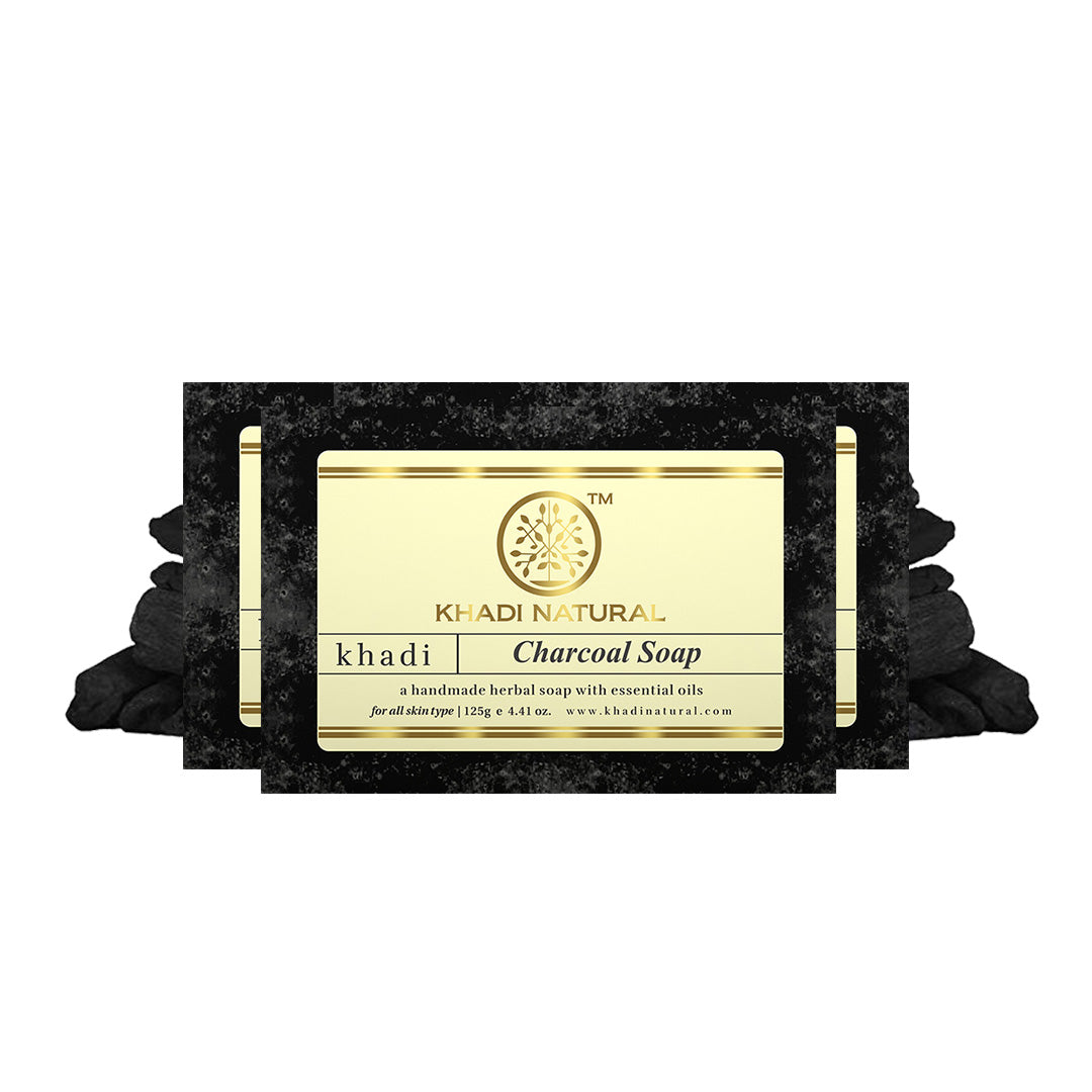 Khadi Natural Herbal Charcoal Soap 125 g (Pack Of 3) (Buy 5 Products & Save Rs.500)