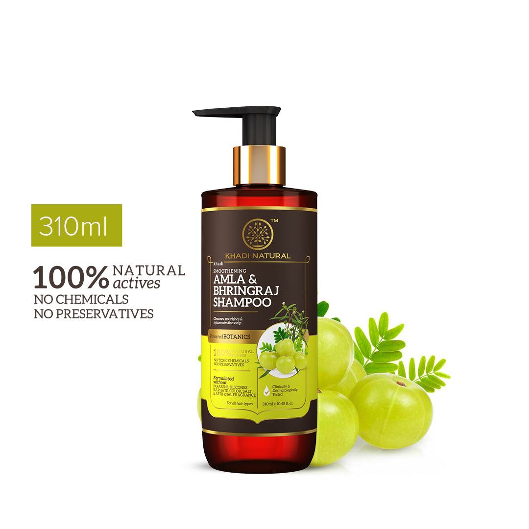 Khadi Natural Amla & Bhringraj Hair Cleanser - Parabens, Silicones, Sulphate, Color, Salt & Artificial Fragrance Free-310 ml