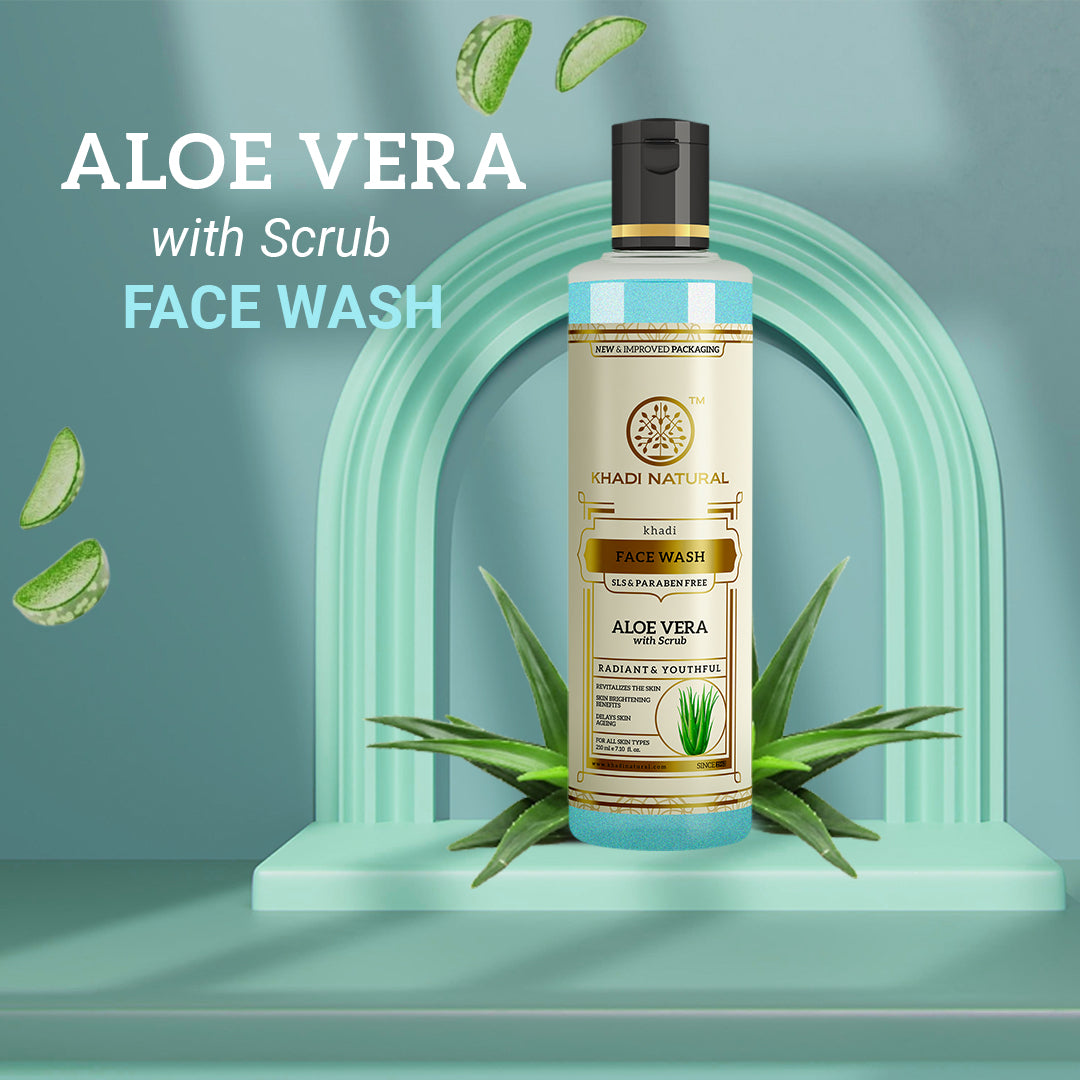 Khadi Natural Aloevera Face Wash With Scrub (Sls & Paraben Free) - 210 ml