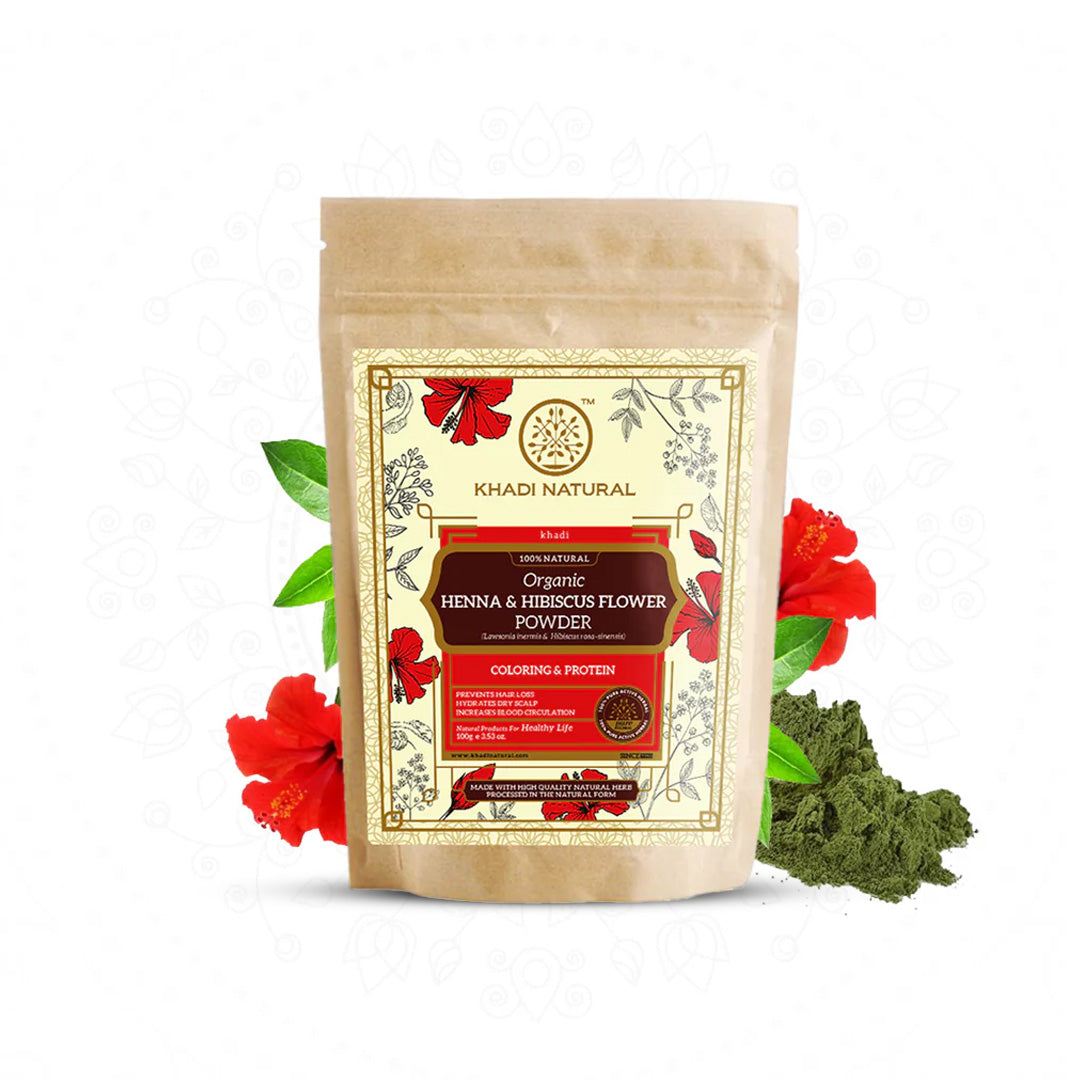 Organic Henna & Hibiscus Flower Powder - 100% Natural-100 g (Buy 3 Products & Get Rs.300 Off)