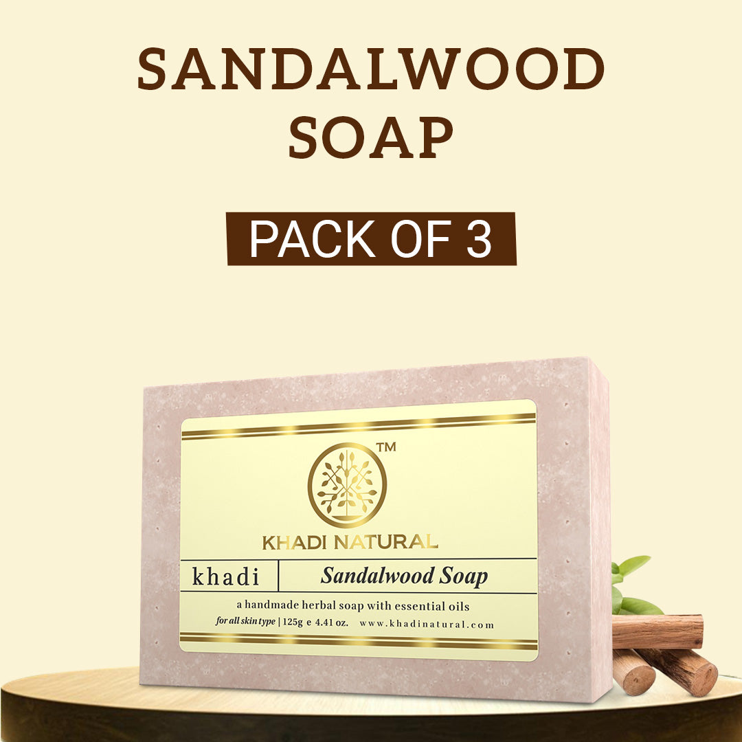 Khadi Natural Sandalwood Soap Pack of 3 (BUY2GET2)