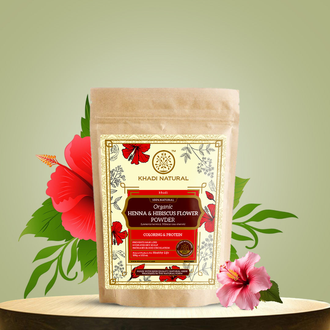 Organic Henna & Hibiscus Flower Powder - 100% Natural-100 g (Buy 3 Products & Get Rs.300 Off)