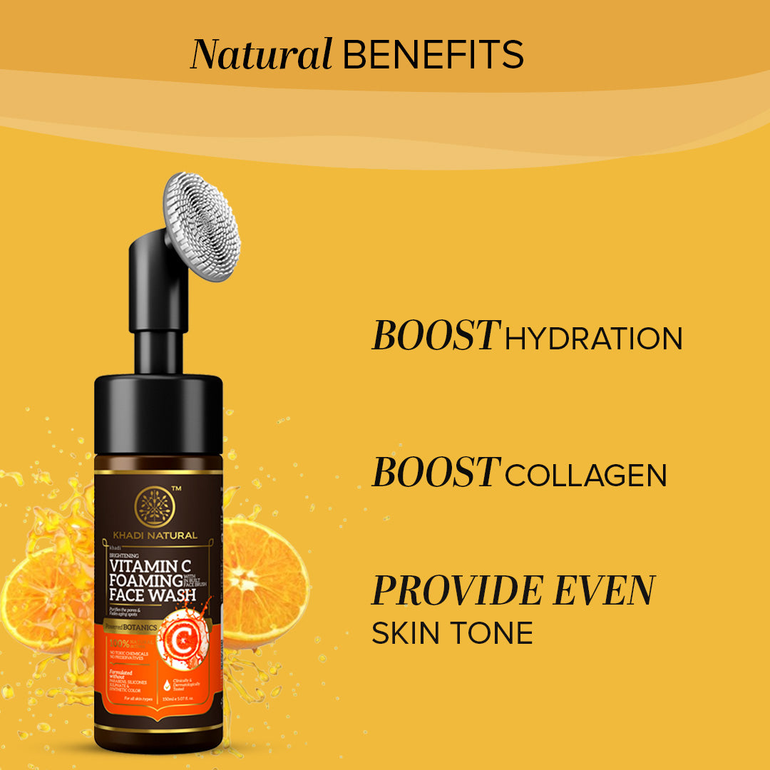 Khadi Natural Vitamin C Foaming Face Wash With  In- Built Face Brush-150ml (Buy 3 Products & Get Rs.300 Off)