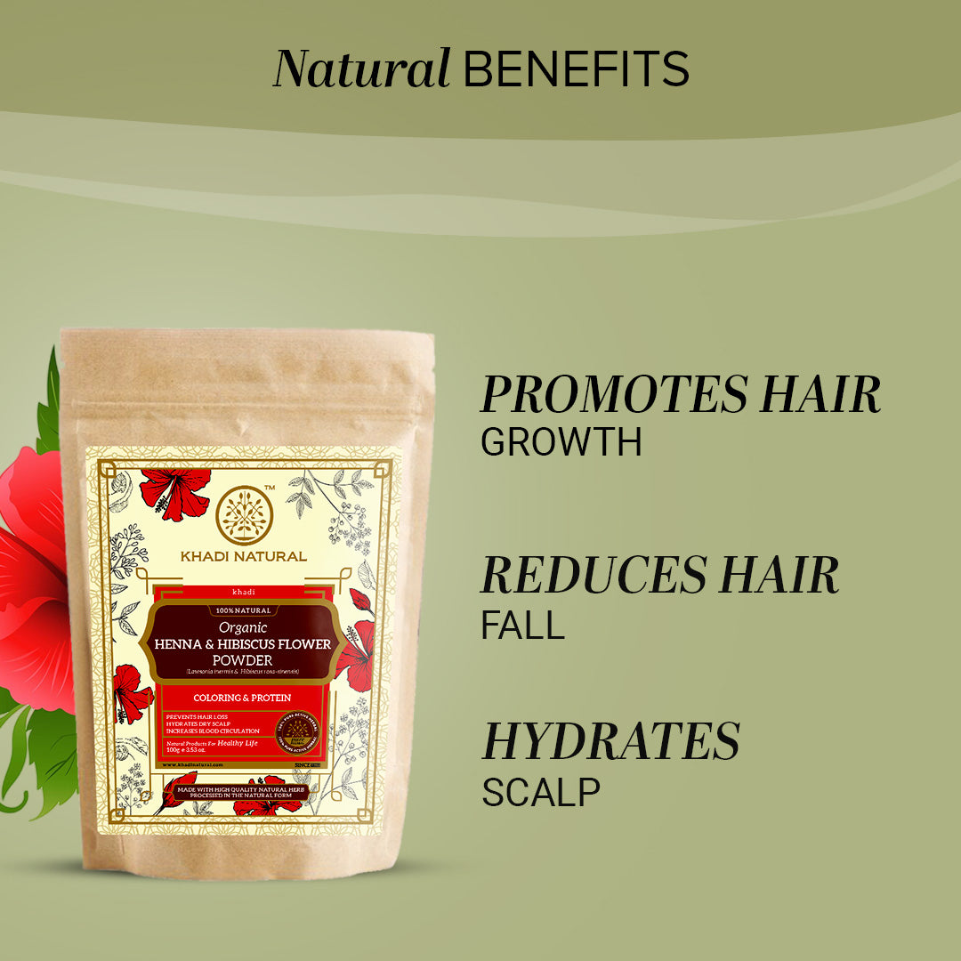 Organic Henna & Hibiscus Flower Powder - 100% Natural-100 g (Buy 3 Products & Get Rs.300 Off)