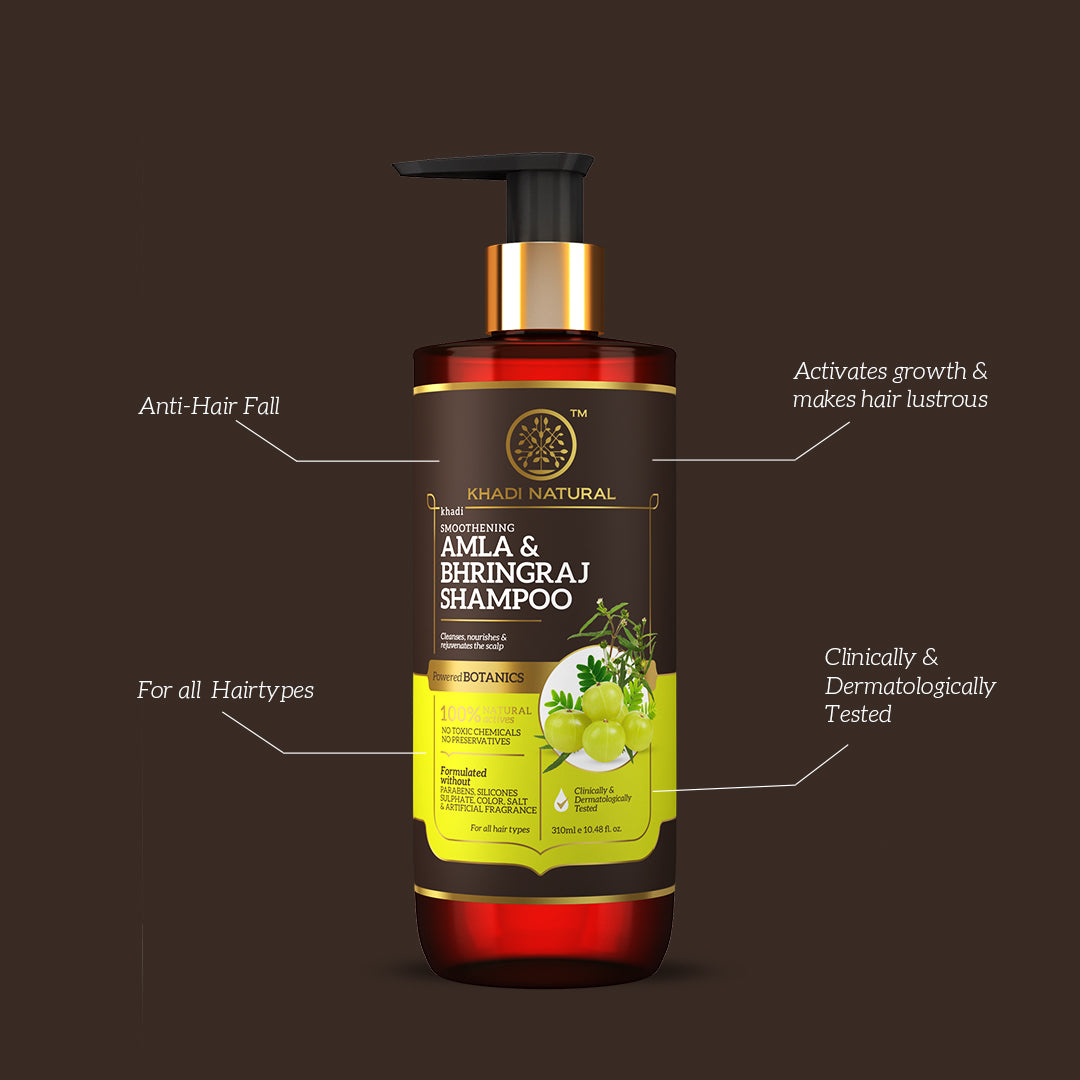 Khadi Natural Amla & Bhringraj Hair Cleanser - Parabens, Silicones, Sulphate, Color, Salt & Artificial Fragrance Free-310 ml