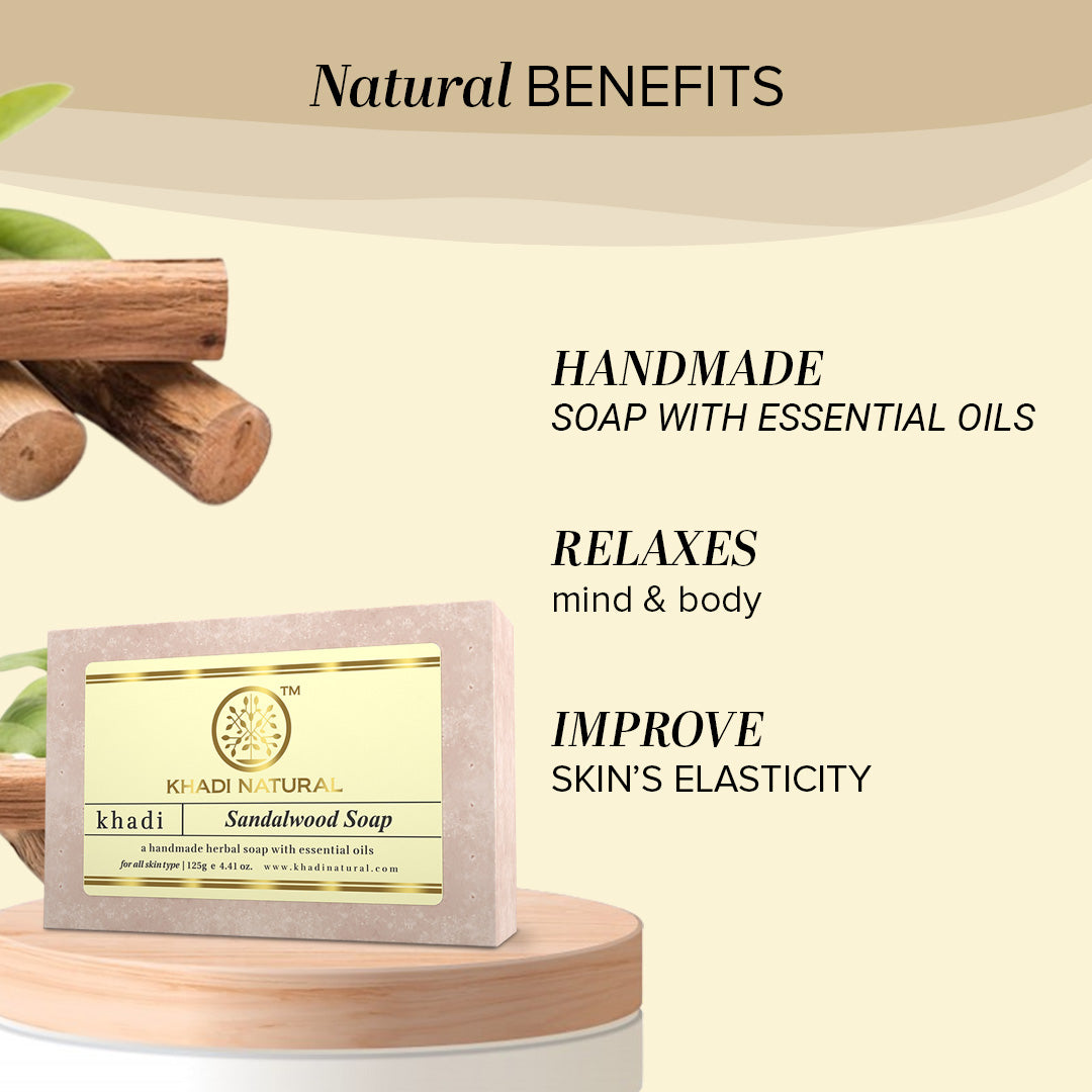 Khadi Natural Sandalwood Soap Pack of 3 (Buy 7 Products & Get Rs.700 Off)